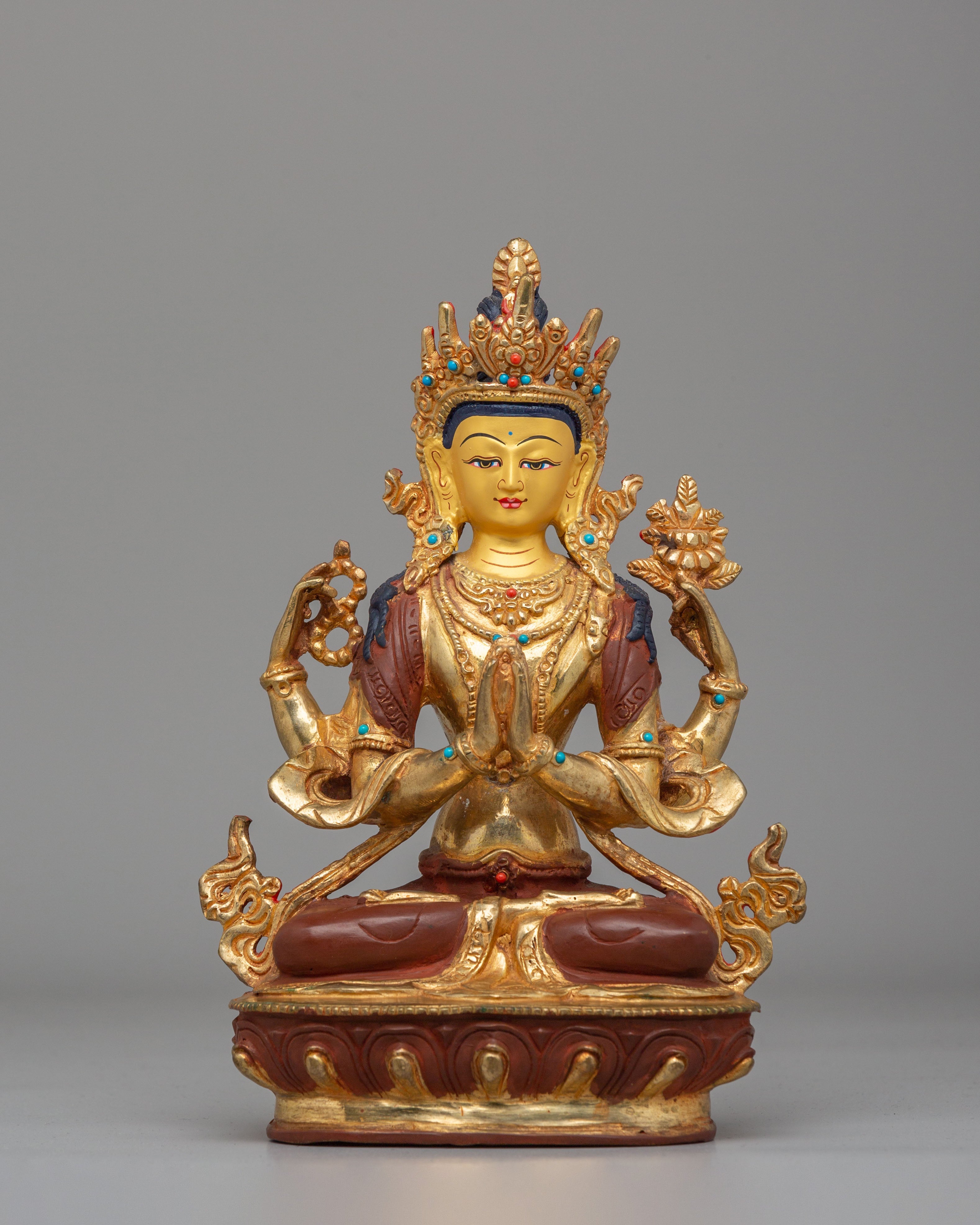 Tibetan Buddha Dharma Sangha Set Statue | Spiritual Buddhist Art Set