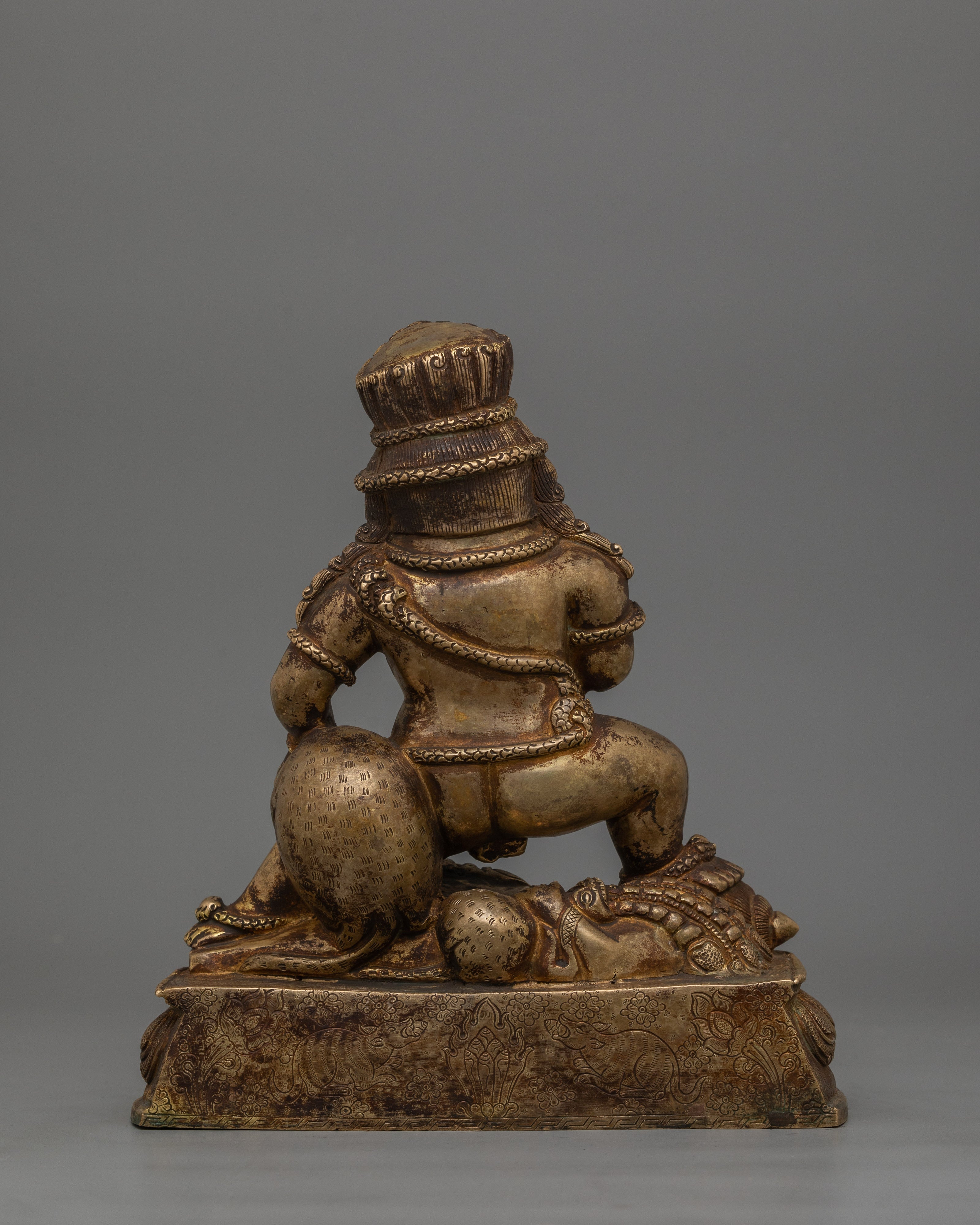 Handcrafted Black Dzambhala Statue | 24K Gold Gilded Artwork