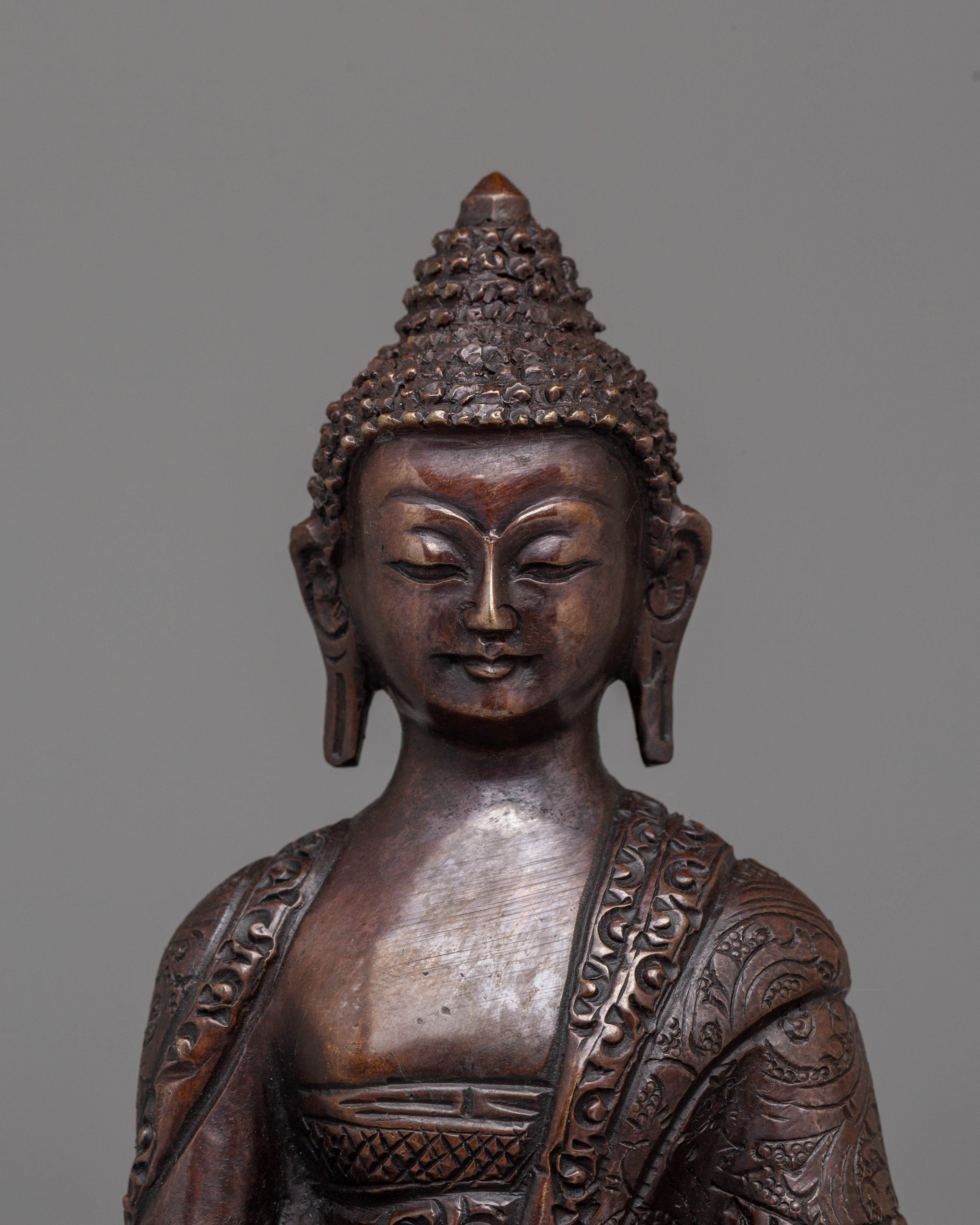 Shakyamuni Buddha Oxidized Tibetan Figurine for Decor