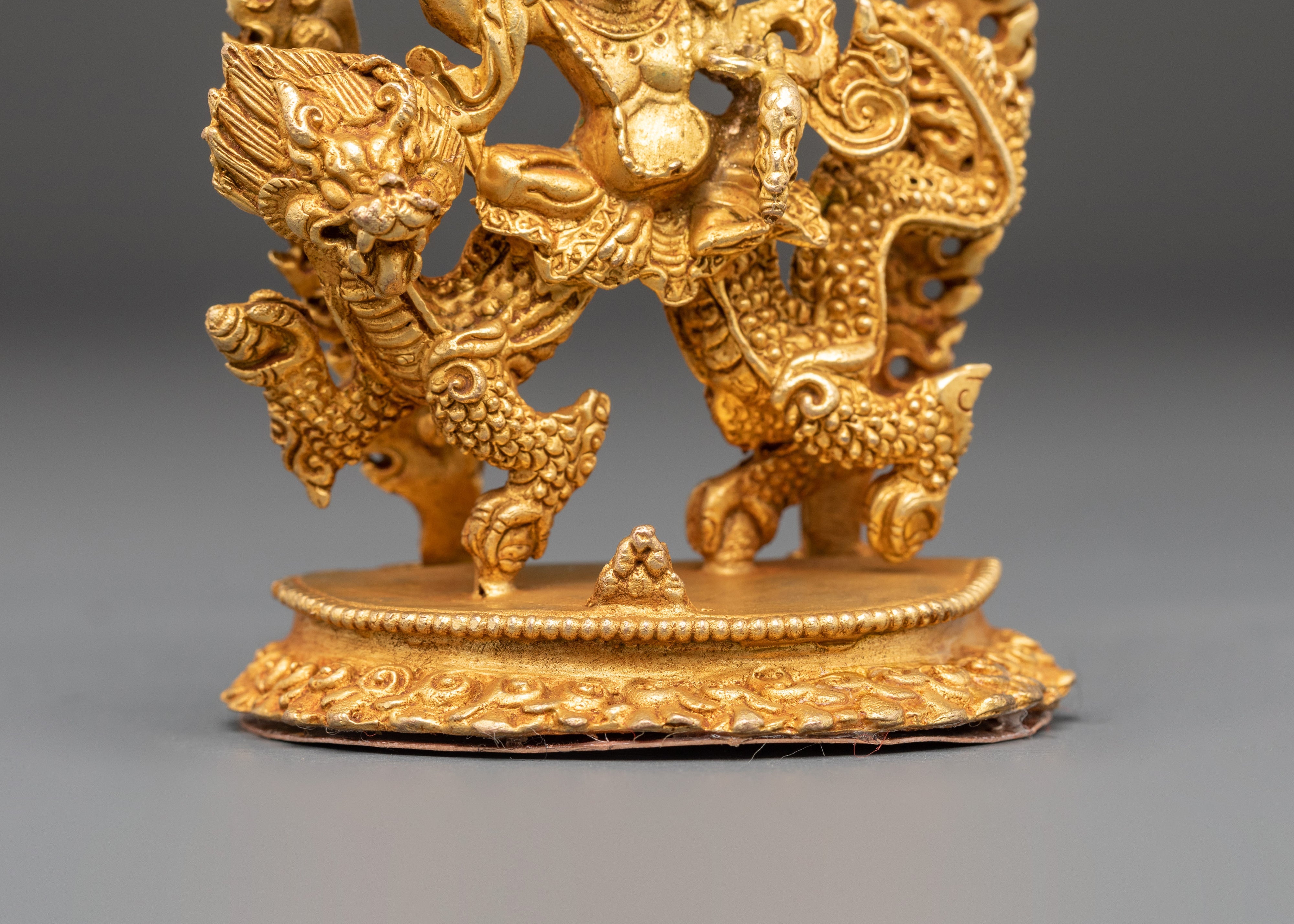 Sacred Abundance Icon White Dzambhala Statue | Gold Plated Copper Art