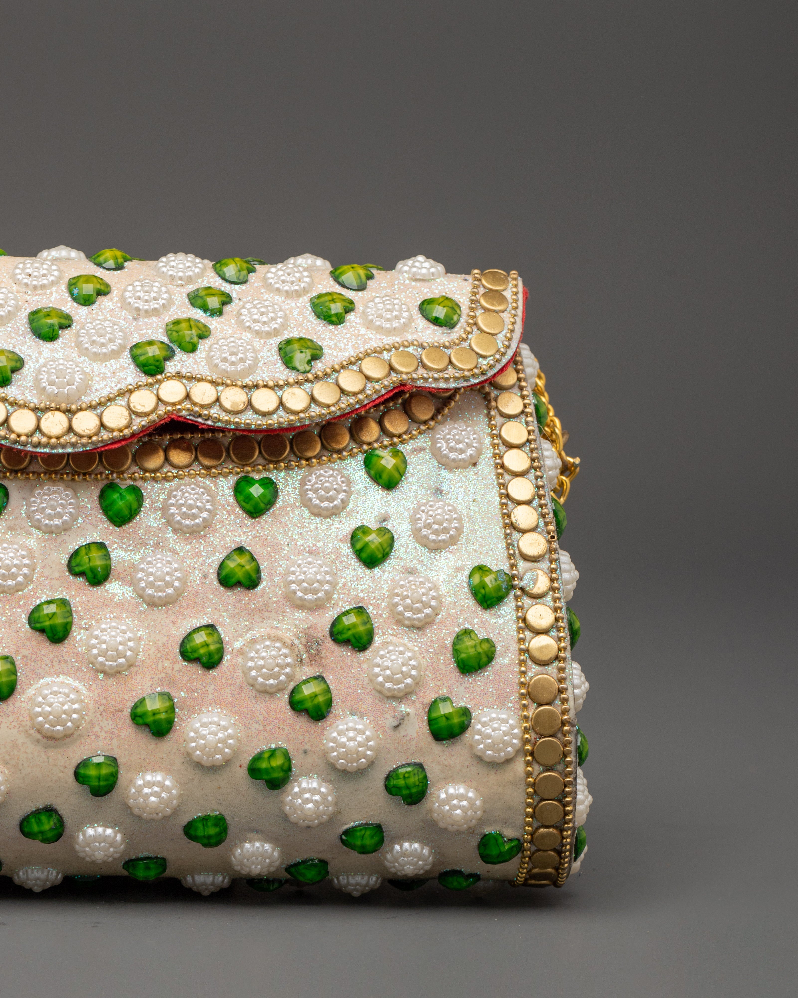 Pearl & Green Stone Side Bag | Bag For Special Occasions