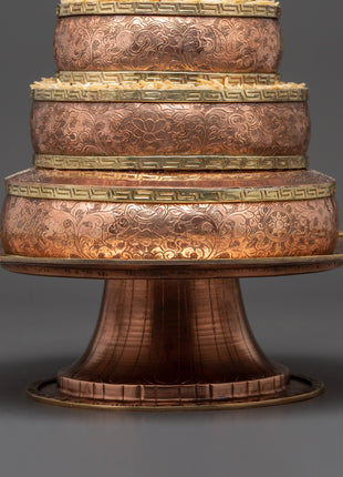 Copper Tibetan Mandala Offering Set | Tibetan Ritual Altar Item