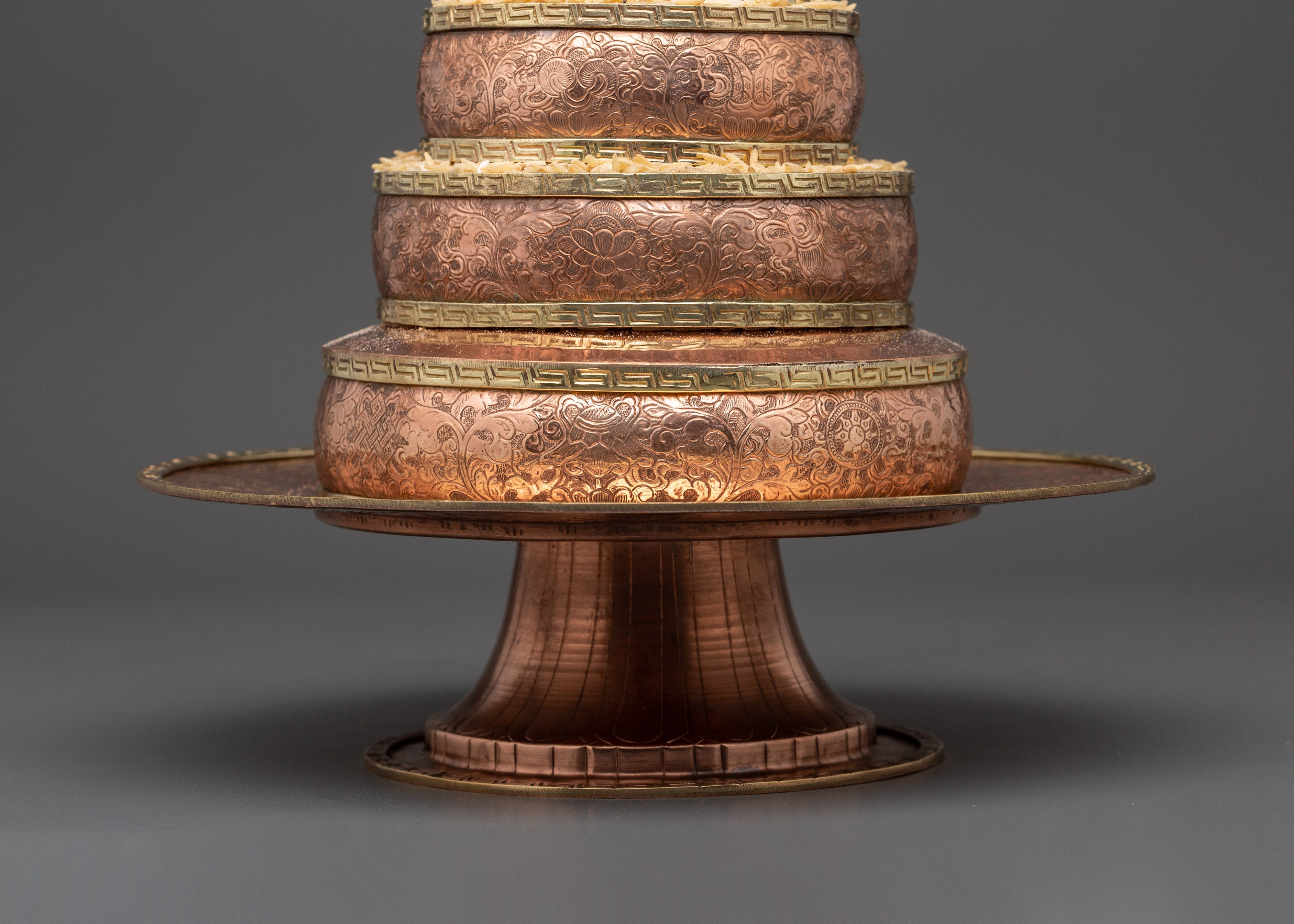 Copper Tibetan Mandala Offering Set | Tibetan Ritual Altar Item