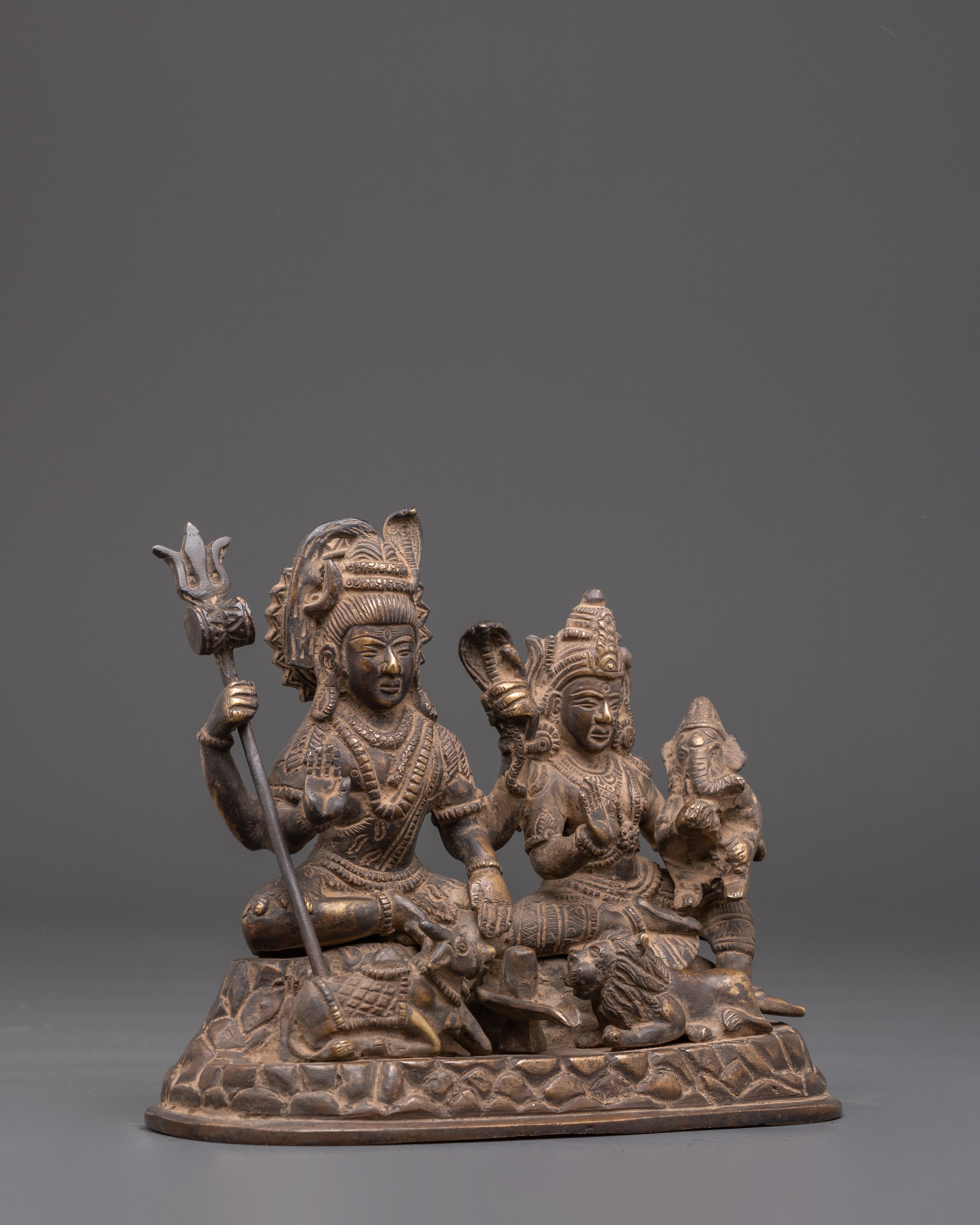 Handmade Shiva Family Statue | Lord Shiva, Parvati & Ganesha