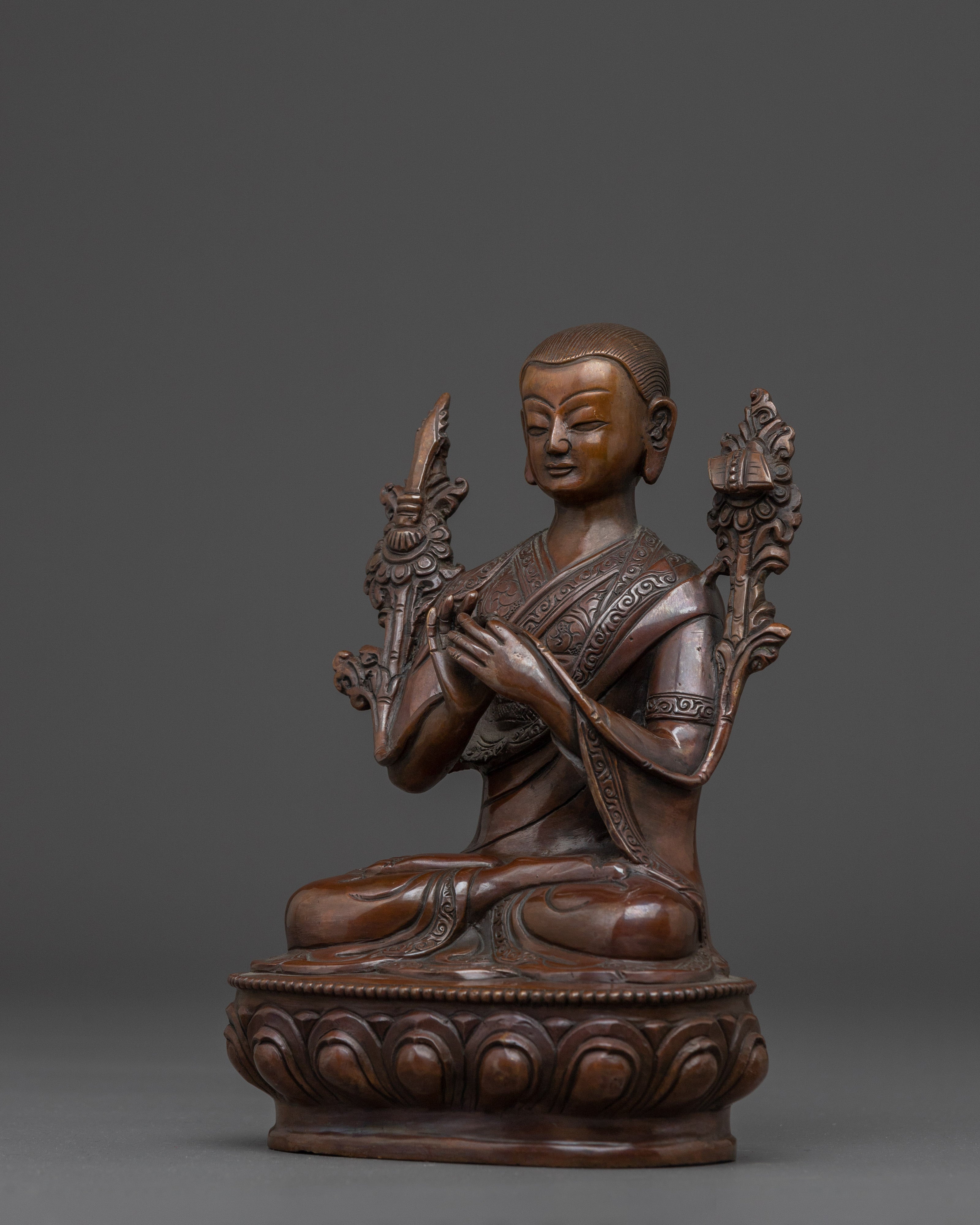 Oxidized Tsongkhapa Statue Set | Spiritual Altar Peice