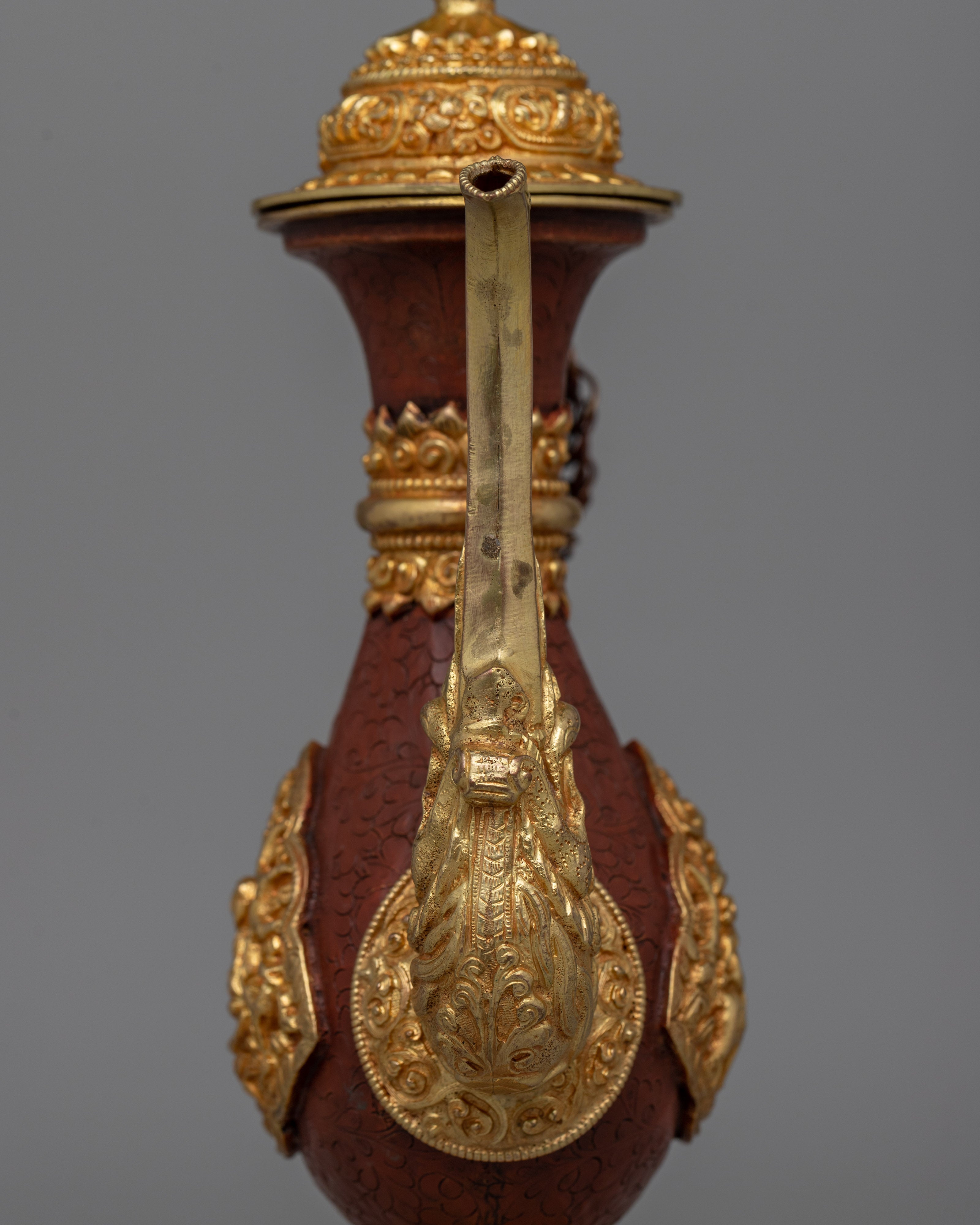 Traditional Buddhist Tibetan Copper Tea Pot | Handcrafted for Rituals, Serving, or Display