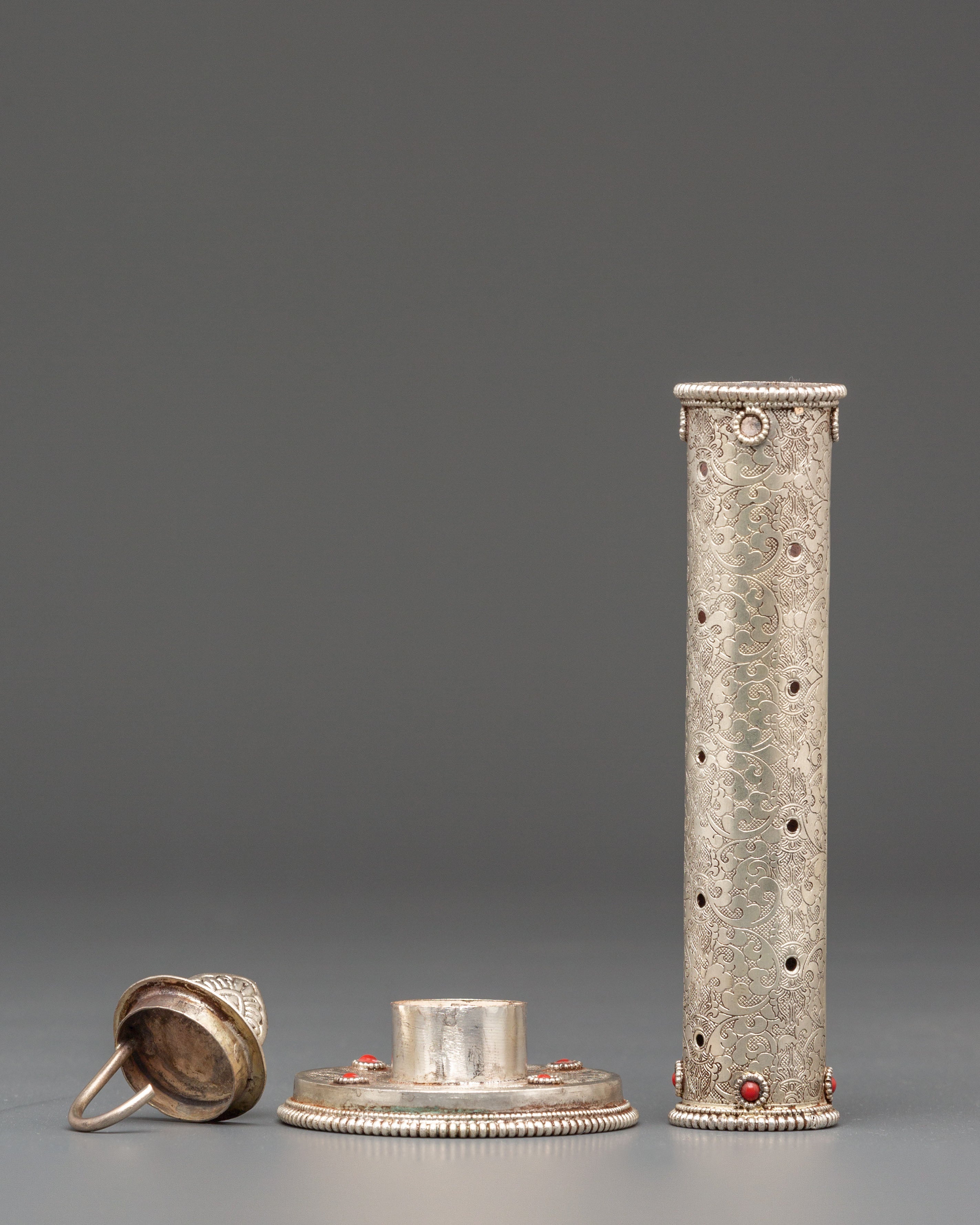 Buddhist Ritual Incense Burner | Tibetan Silver Plated Copper Censer