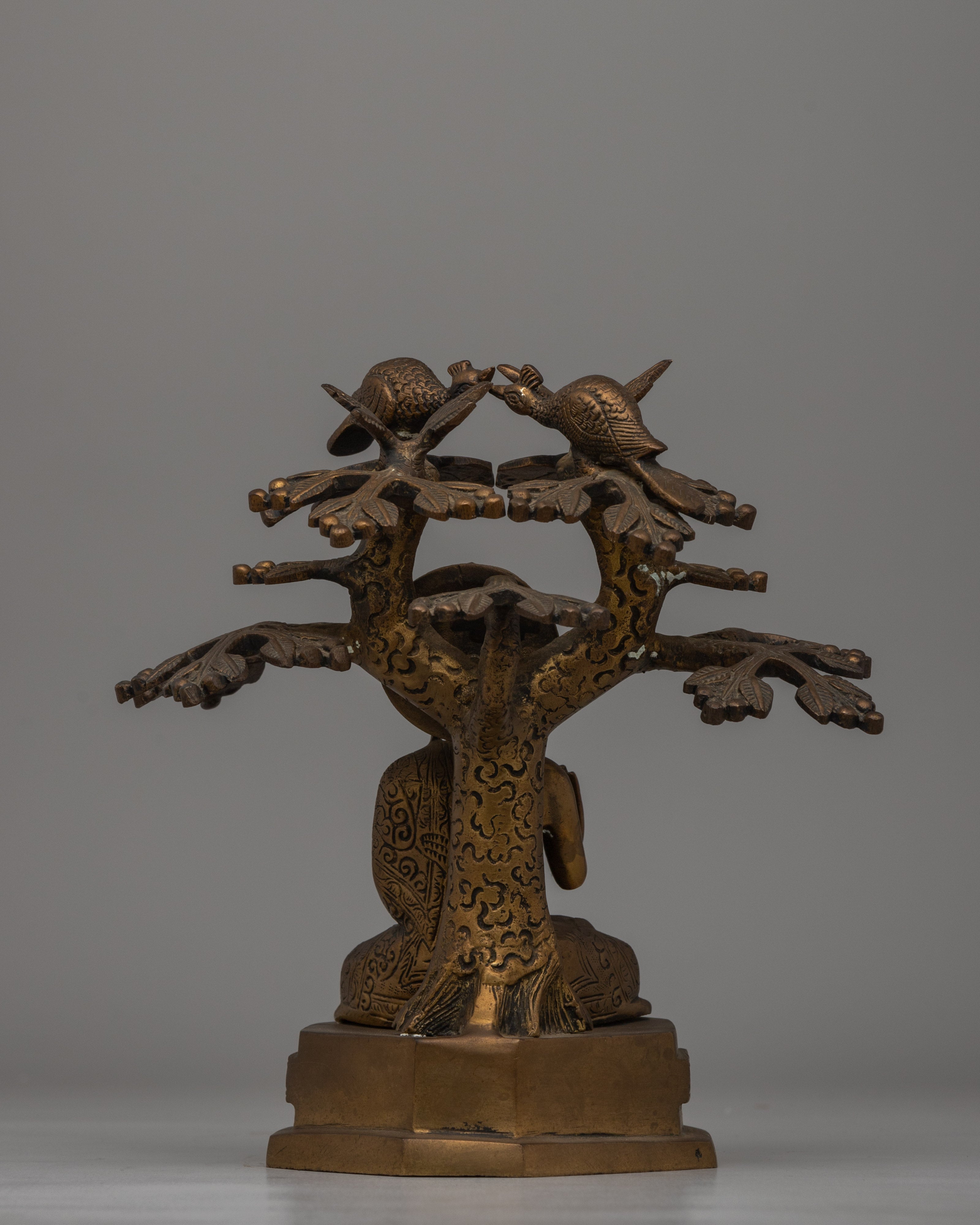 Amoghasiddhi Buddha Under Tree | Handcrafted Brass Statue for Serenity