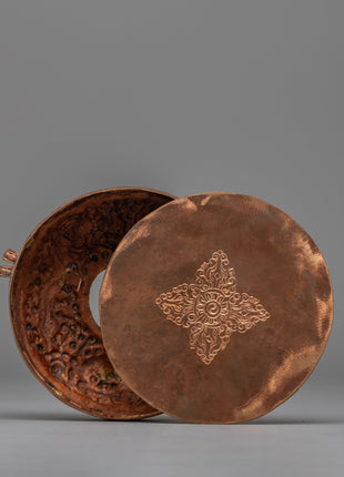 Handcrafted Precious Copper Ghau Box | Sacred Tibetan Jewelry Decor