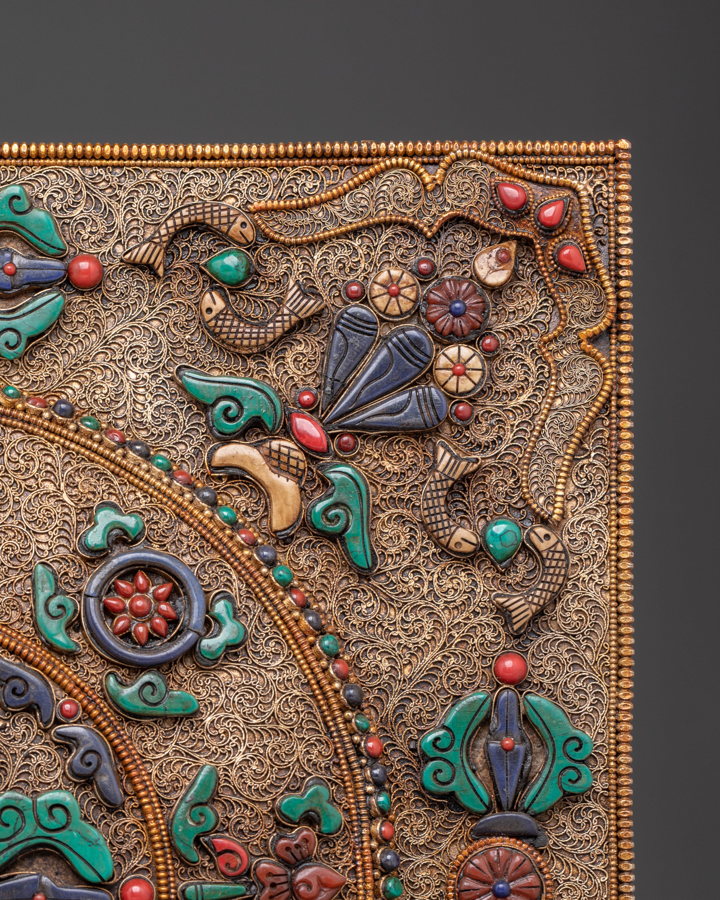 Spiritual Bishow Vajra Wall Hanging | Gold Plated Copper Art