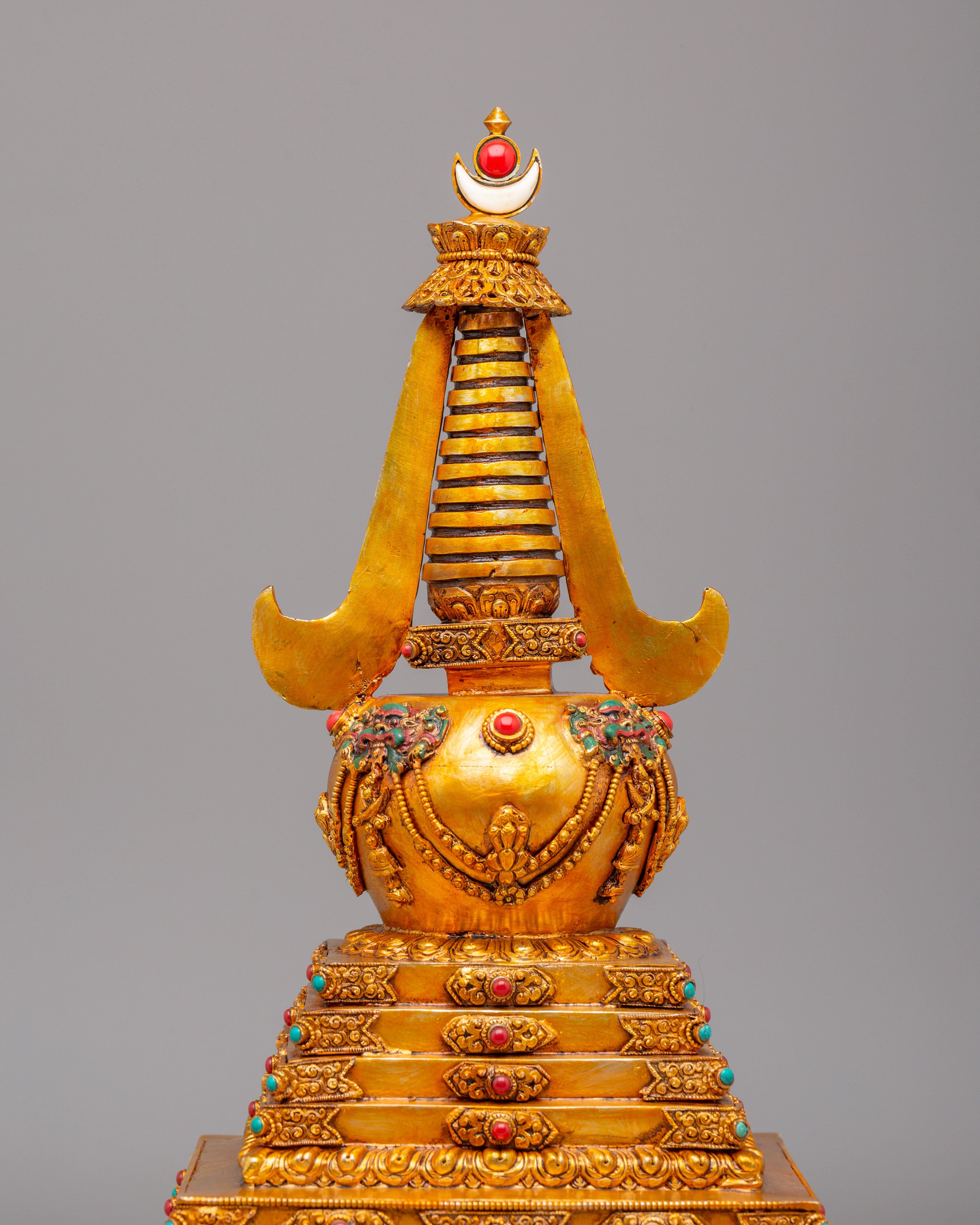 Tibetan Altar Enlightenment Chorten | Handcrafted Buddhist Decor