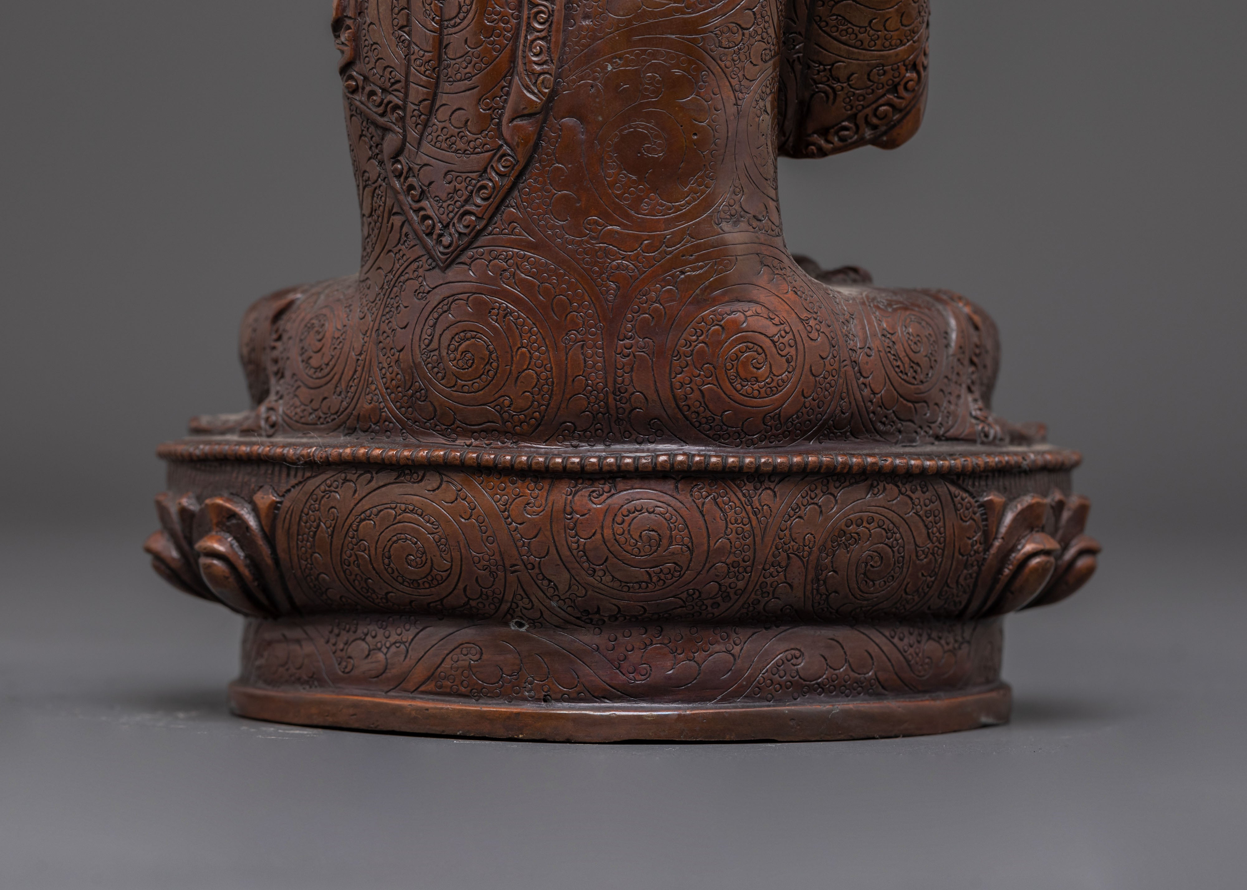 Oxidized Copper Handmade Vairocana Sculpture: Cosmic Buddha