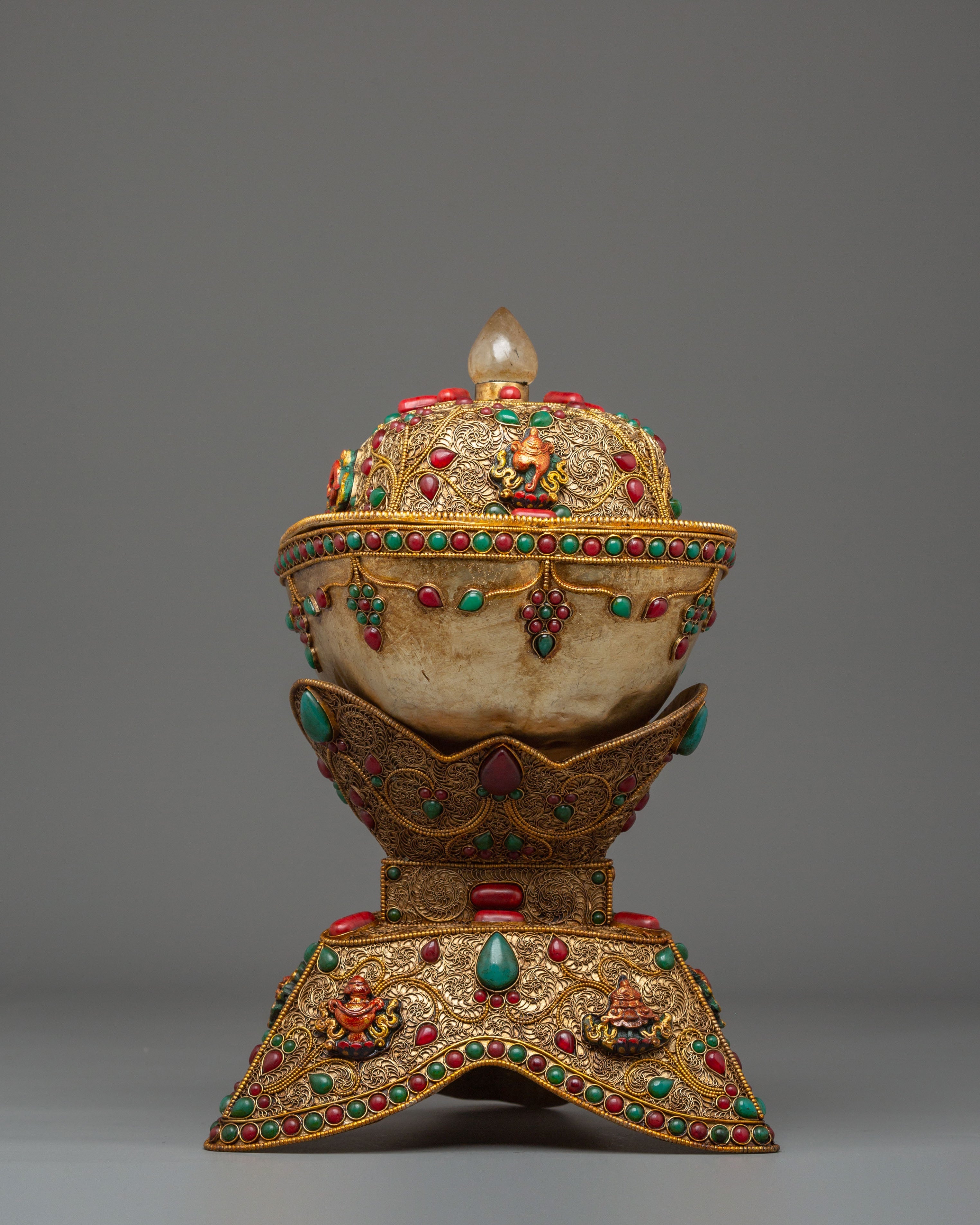 Kapala Skull Cup for Buddhist Rituals | Sacred Tibetan Offering Vessel