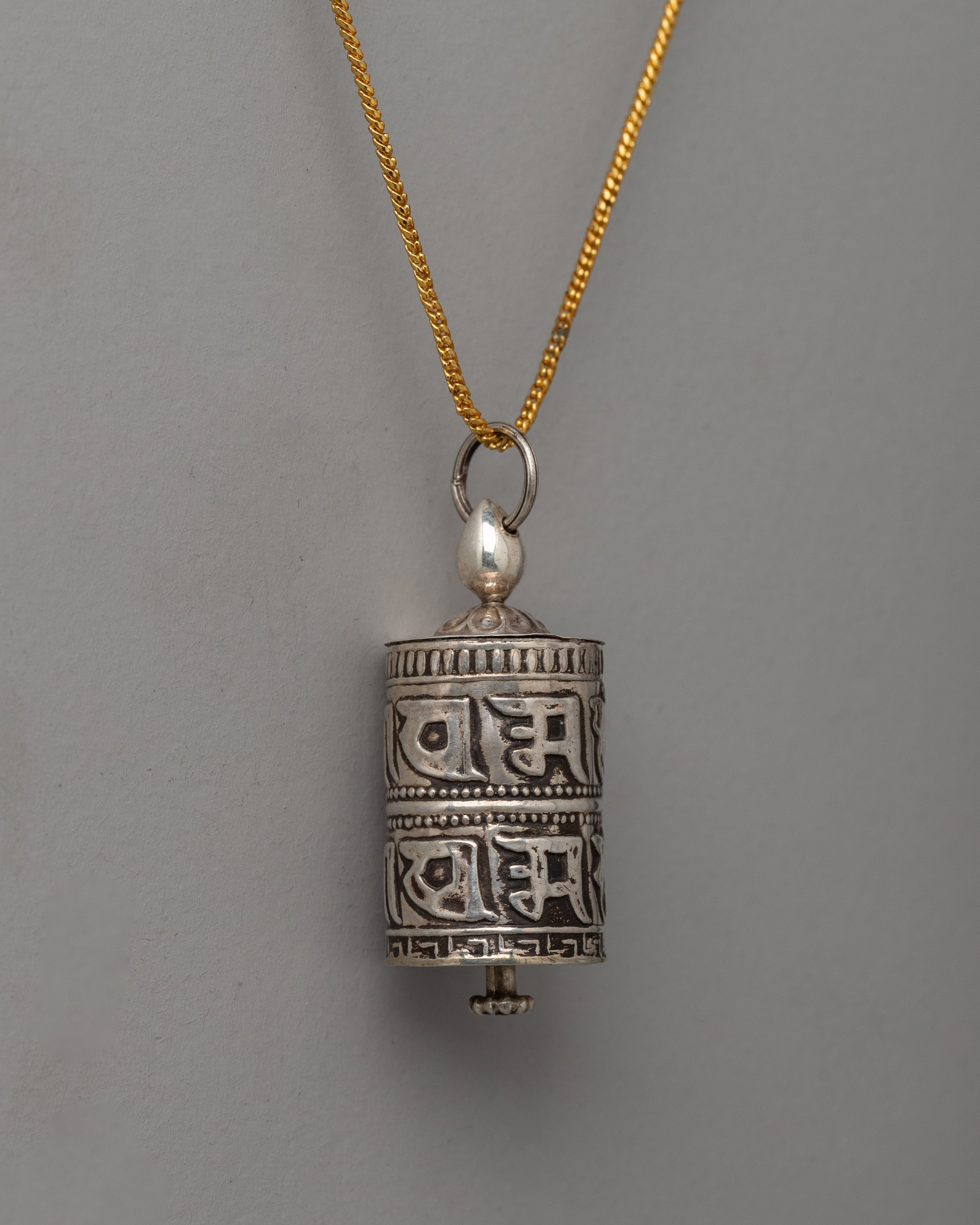 Silver Prayer Wheel | Locket Pendant