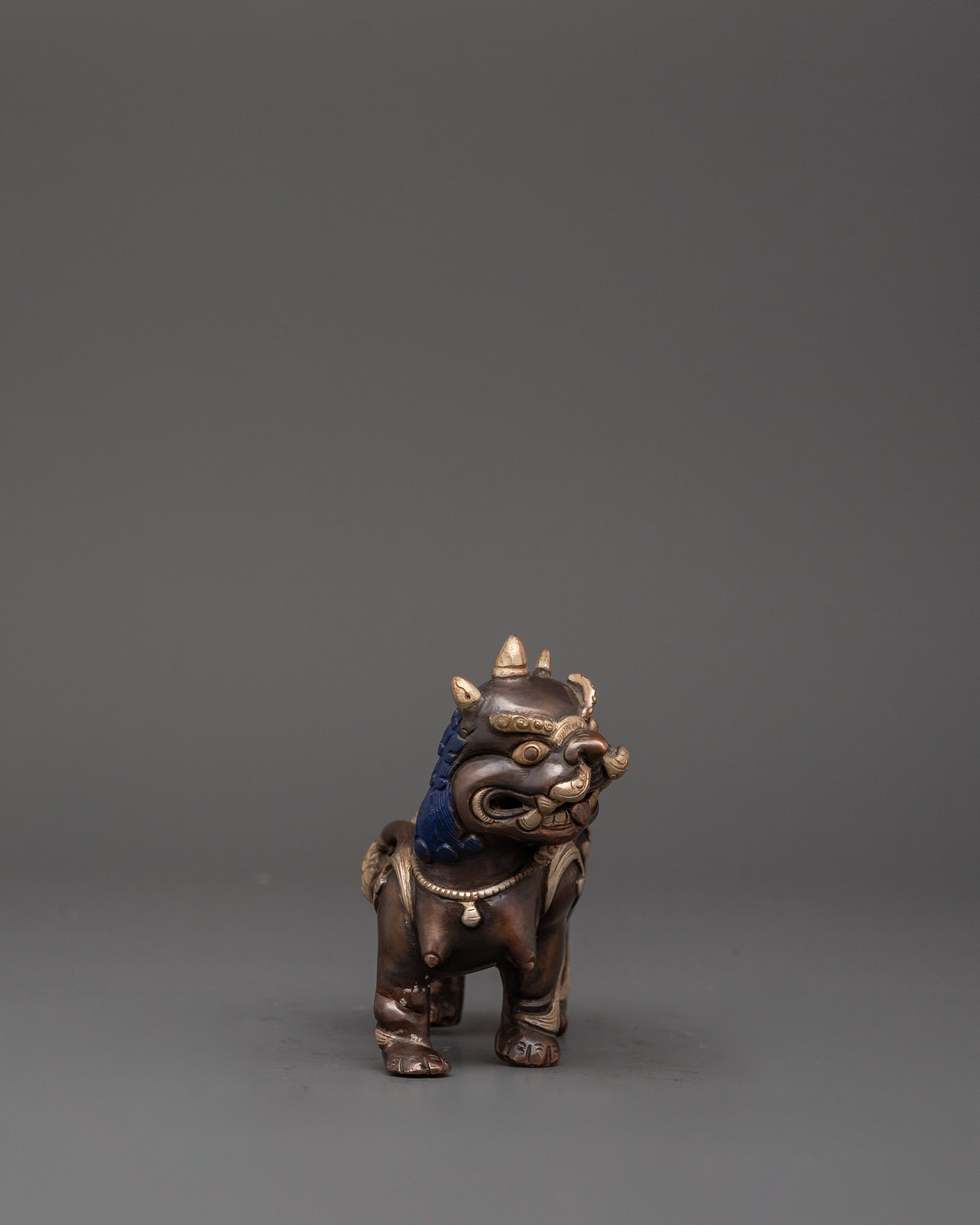 Tibetan Snow Lion Statue Set | Handcrafted Buddhist Guardian Figures