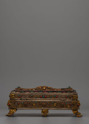 Tibetan Treasure Box with Silver Wire |  Perfect for jewelry storage