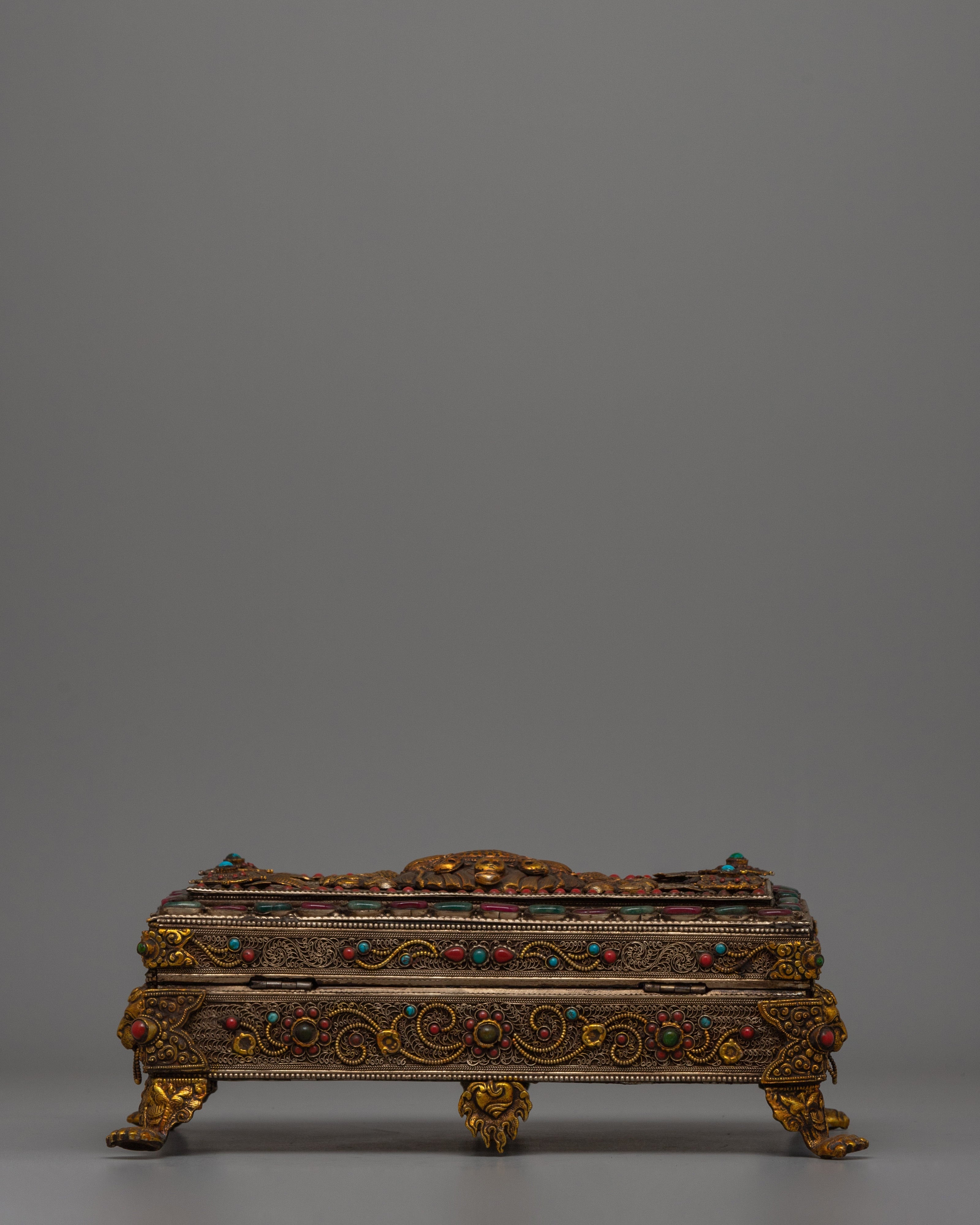 Tibetan Treasure Box with Silver Wire |  Perfect for jewelry storage