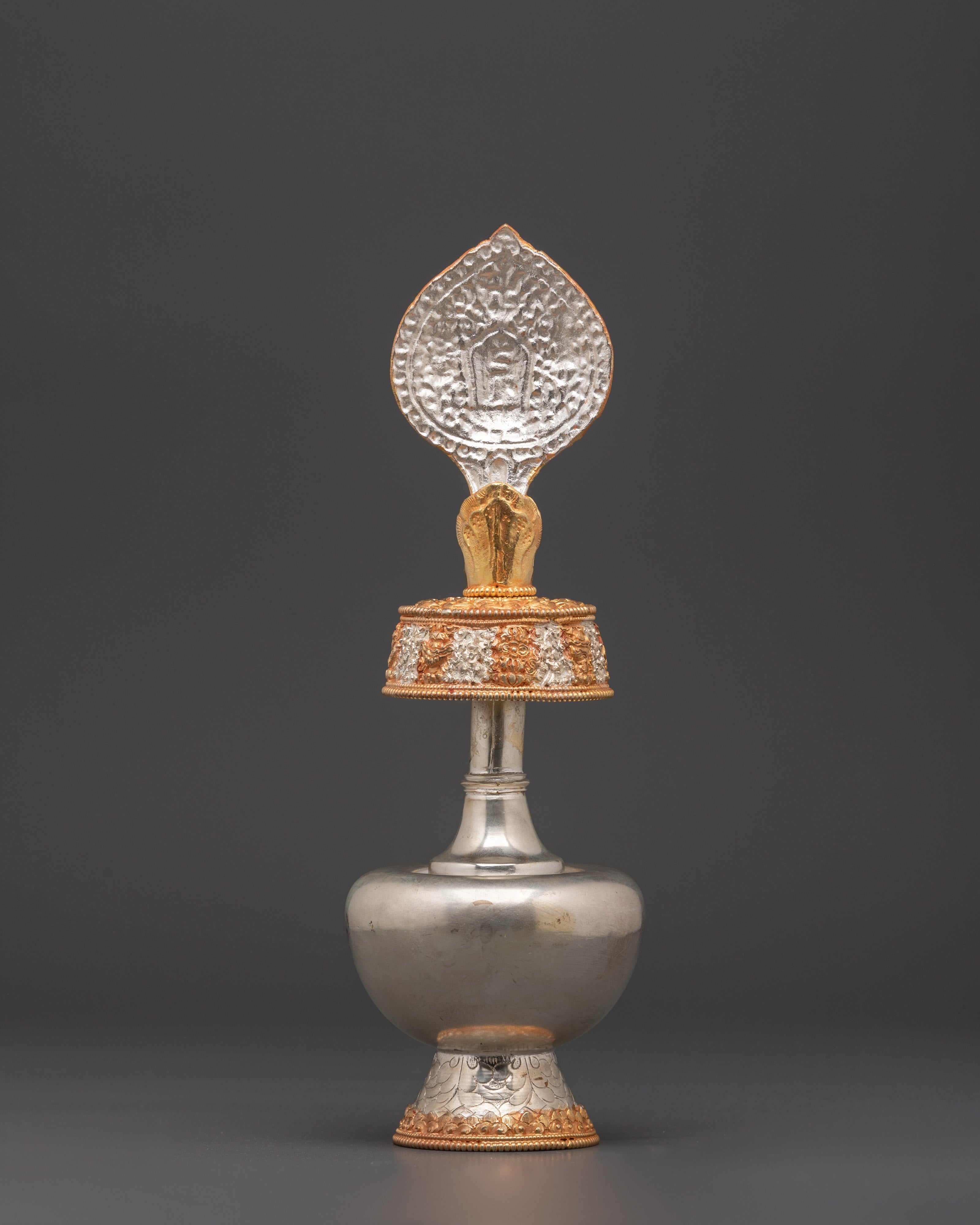Tibetan Bhumba Ritual Offering Vase | Gold & Silver Plated Ritual Altar Vase