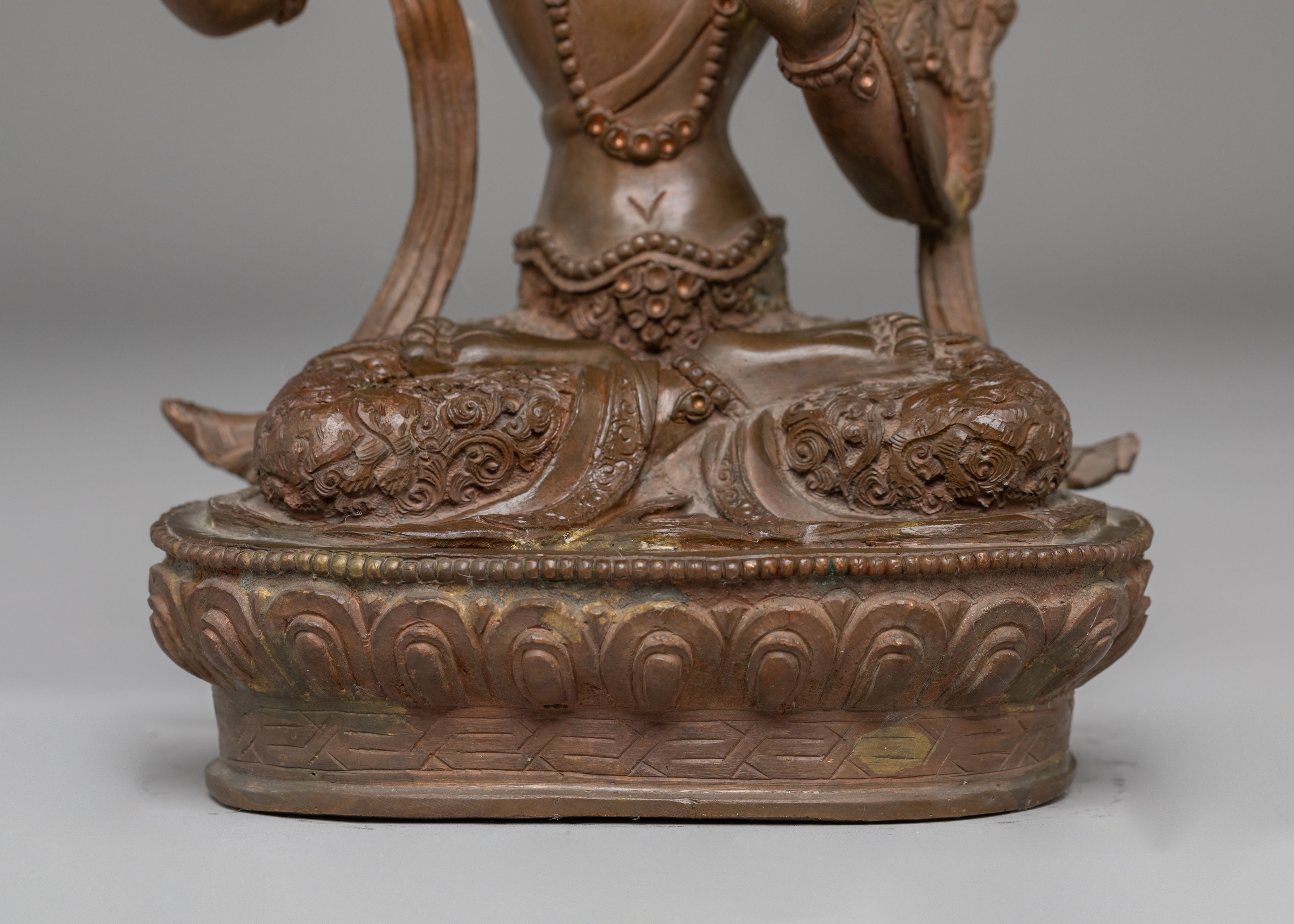 Sacred Wisdom Symbol Manjushri Statue | Tibetan Manjushri Oxidized Copper Art