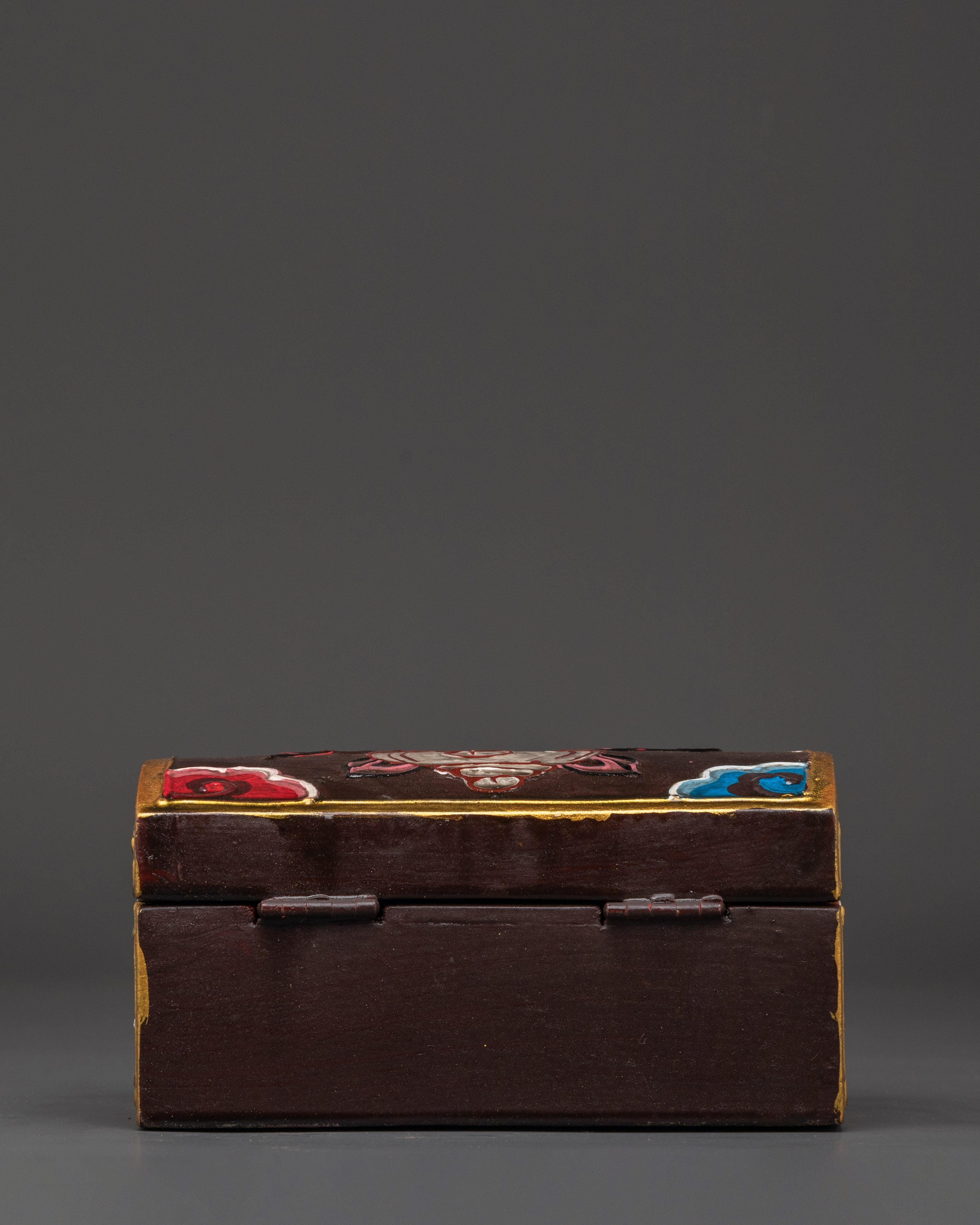 Tibetan Hand-Painted Wooden Box | Ritual & Jewelry Storage Chest