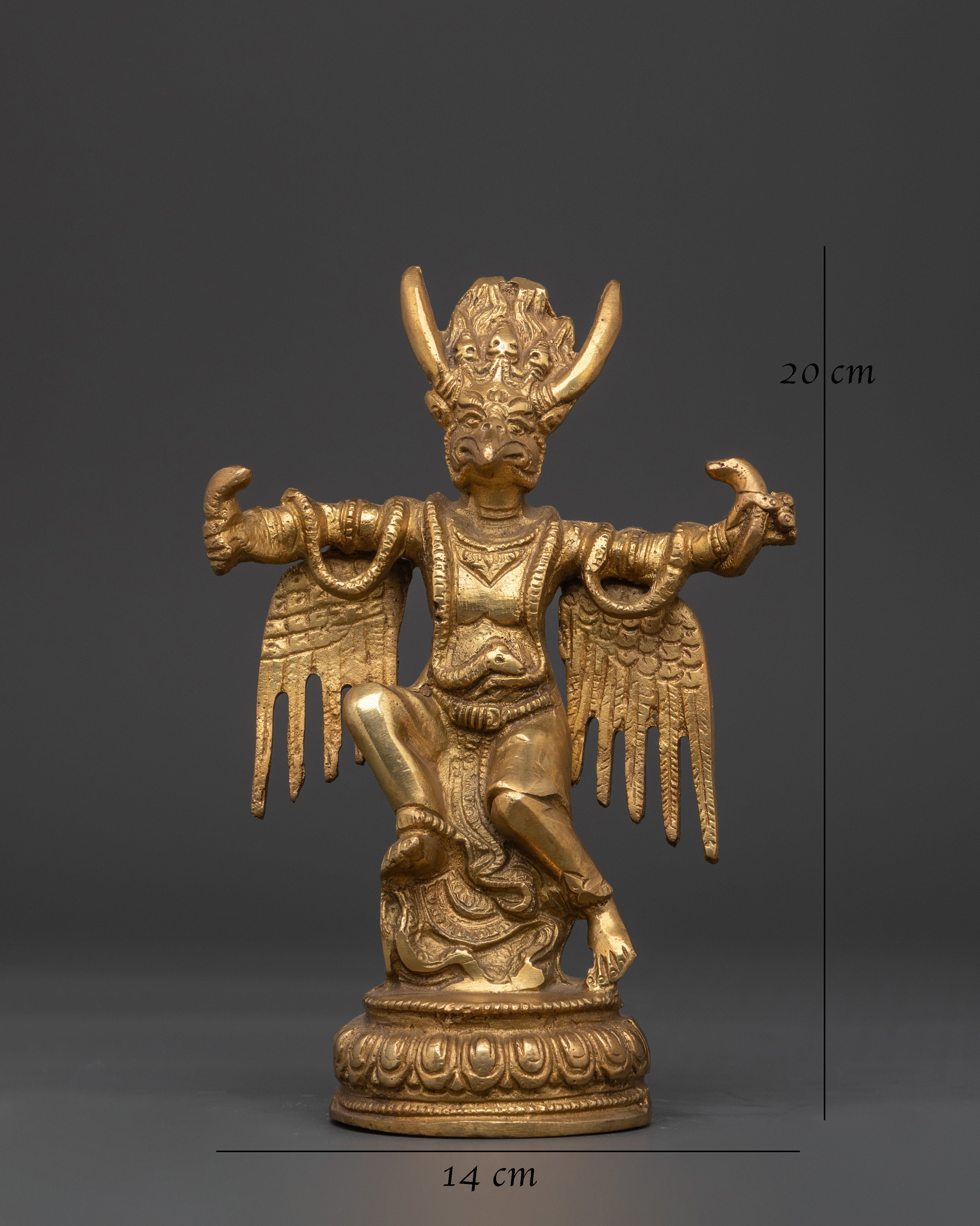 Handcrafted Tibetan Garuda Protector | Brass Buddhist Statue