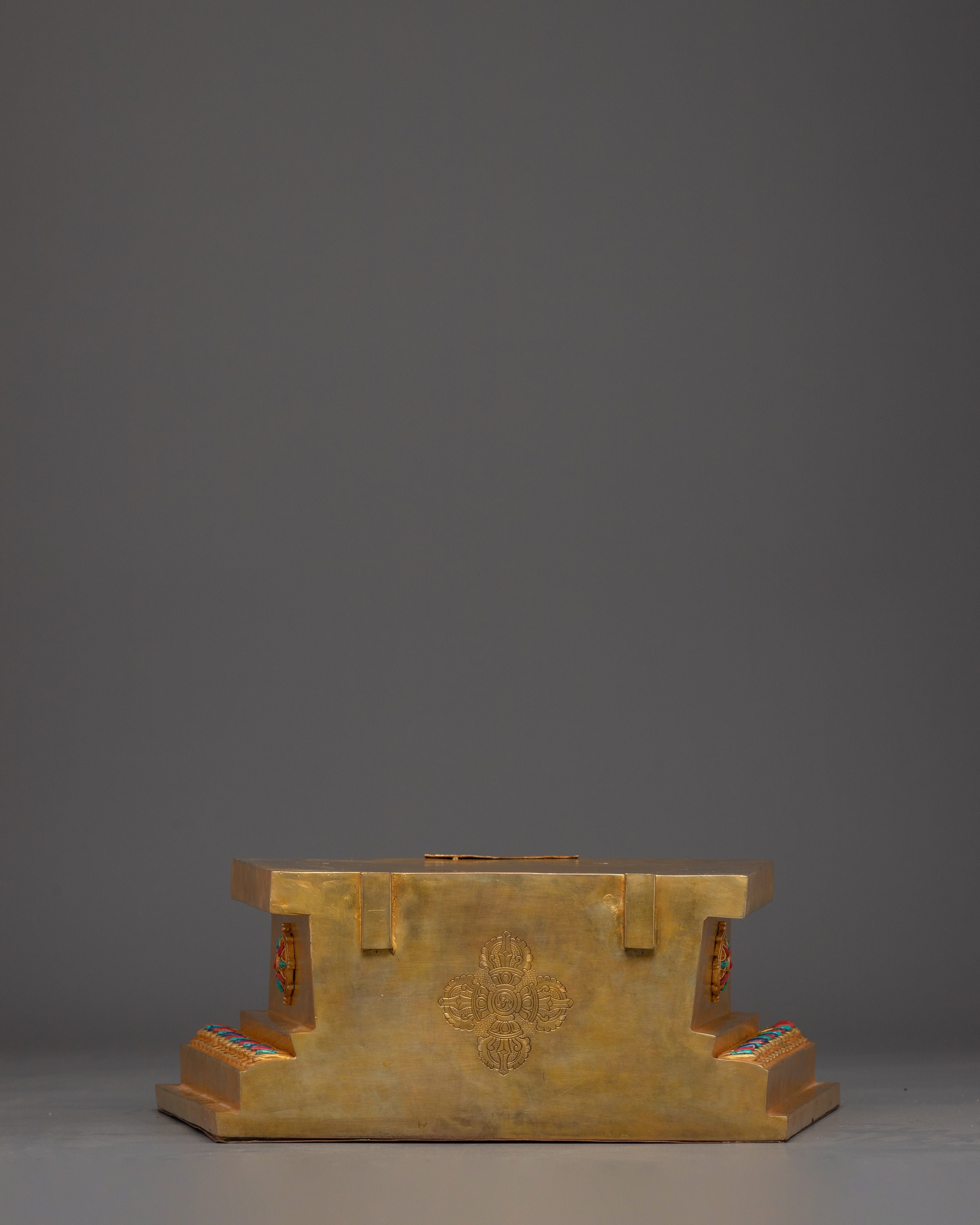 Traditional Tibetan Throne | Turquoise & Coral Inlay