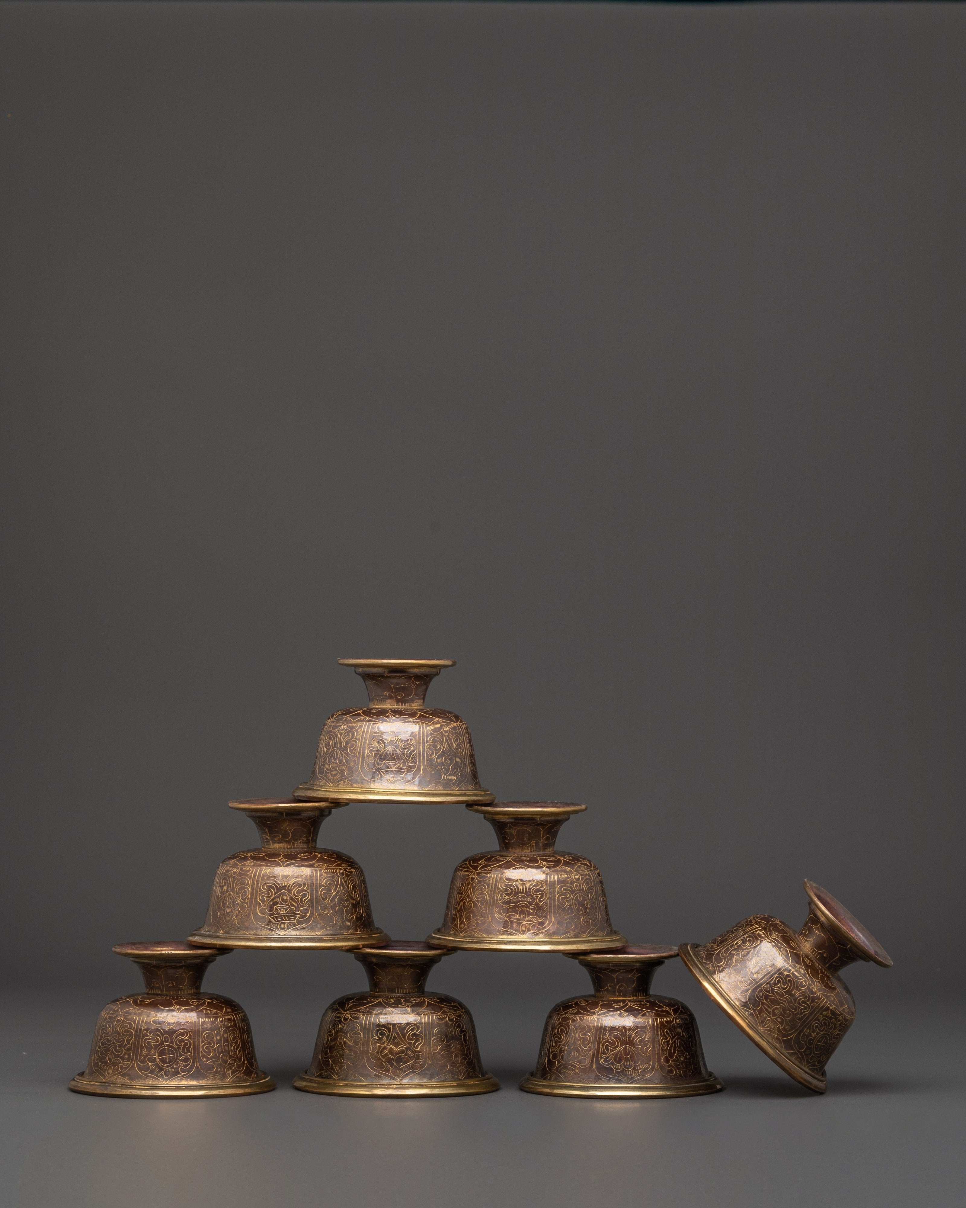Seven Copper Bowls | Water Offering Bowls