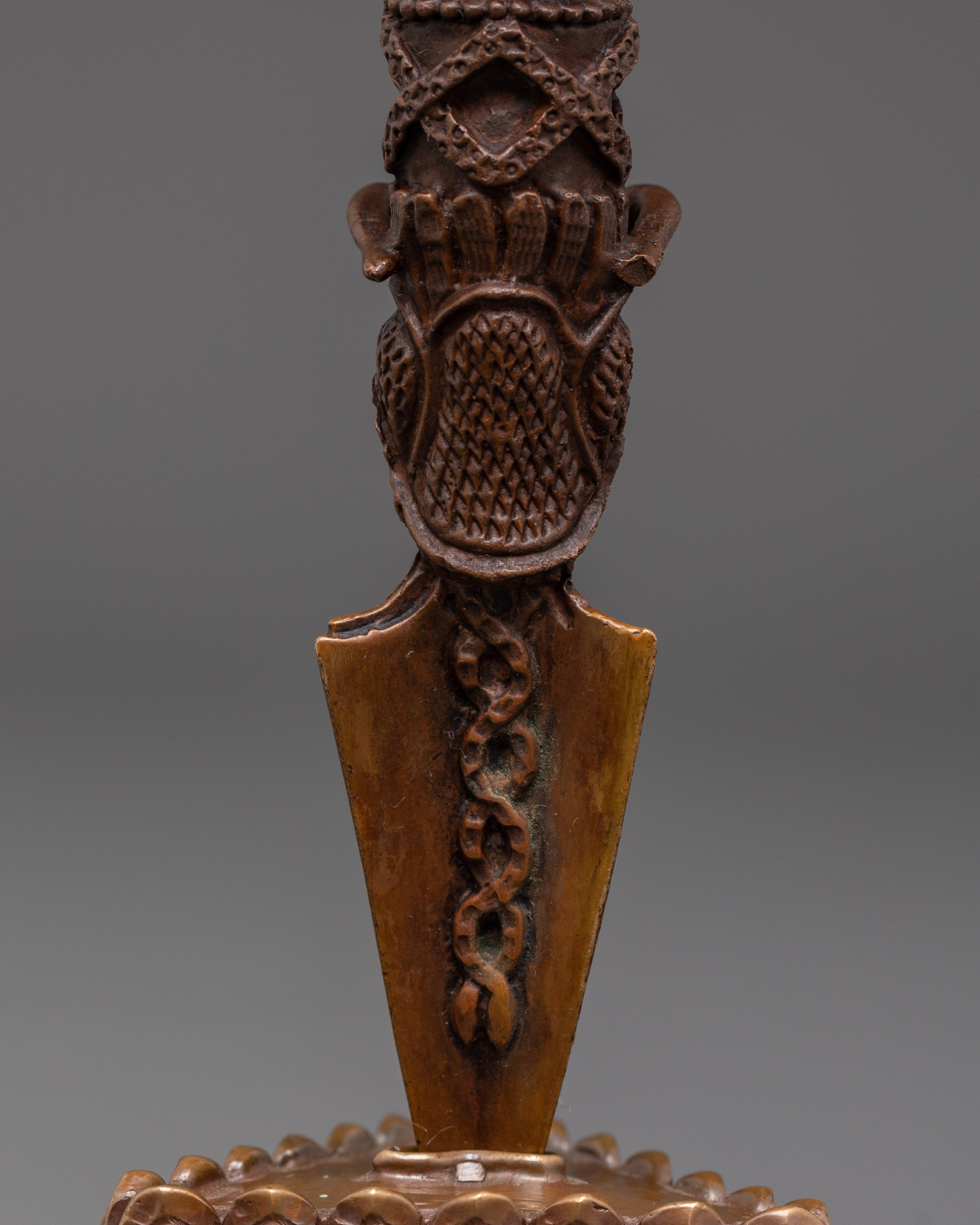 Handmade Tibetan Garuda Phurba | Oxidized Copper Ritual Dagger