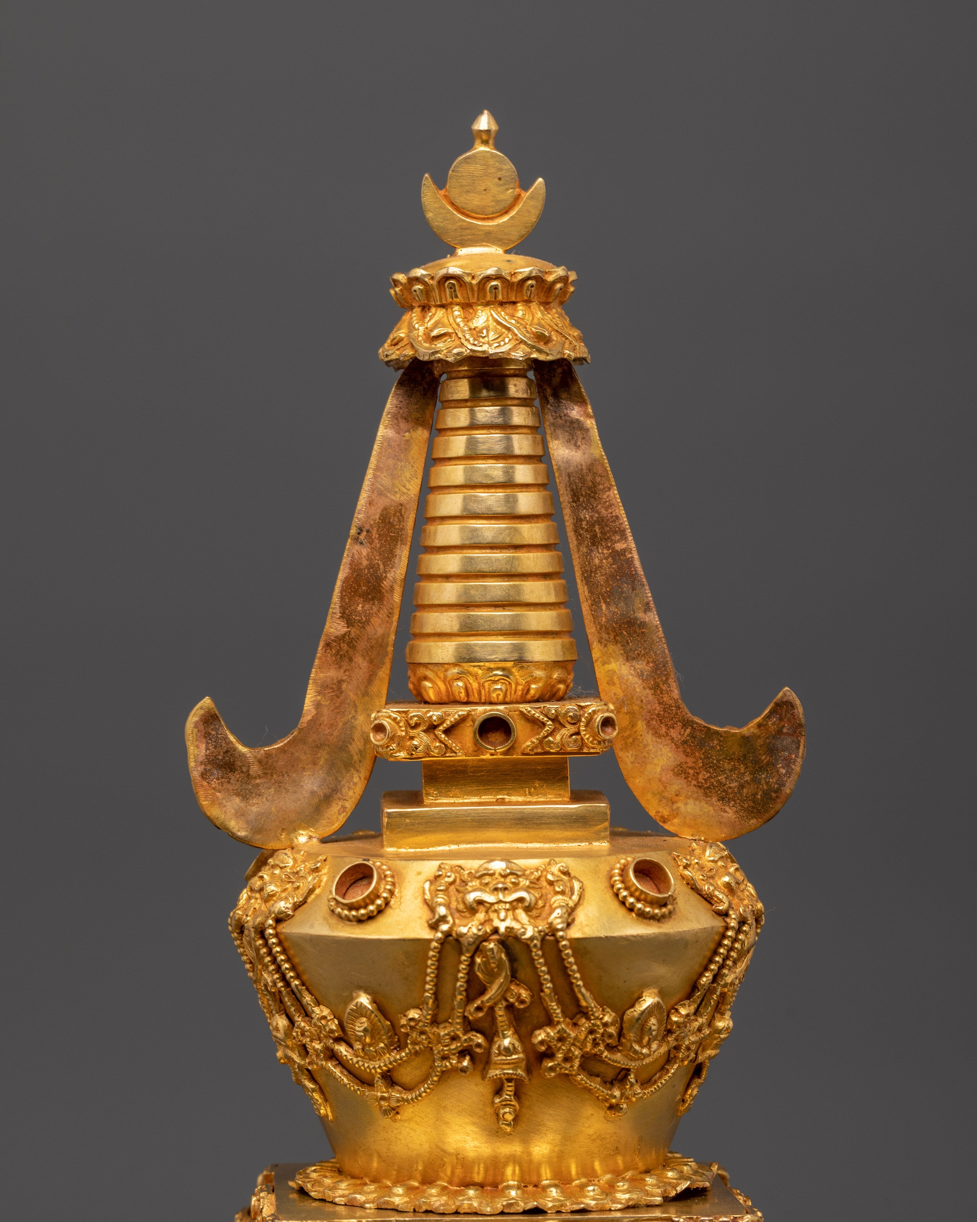 Decorative Traditional Stupa | Handcrafted Copper Buddhist Stupa for Home Decor