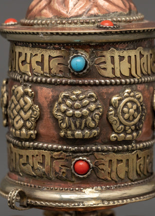 Spinning Mantra Wheel | Handcrafted Tibetan Prayer Wheel with Copper Body