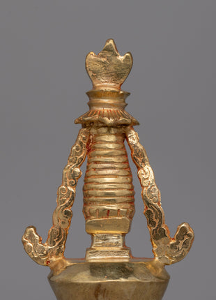 Gold-Plated Tibetan Stupa with Bronze Accents | Meditation and Spiritual Spaces