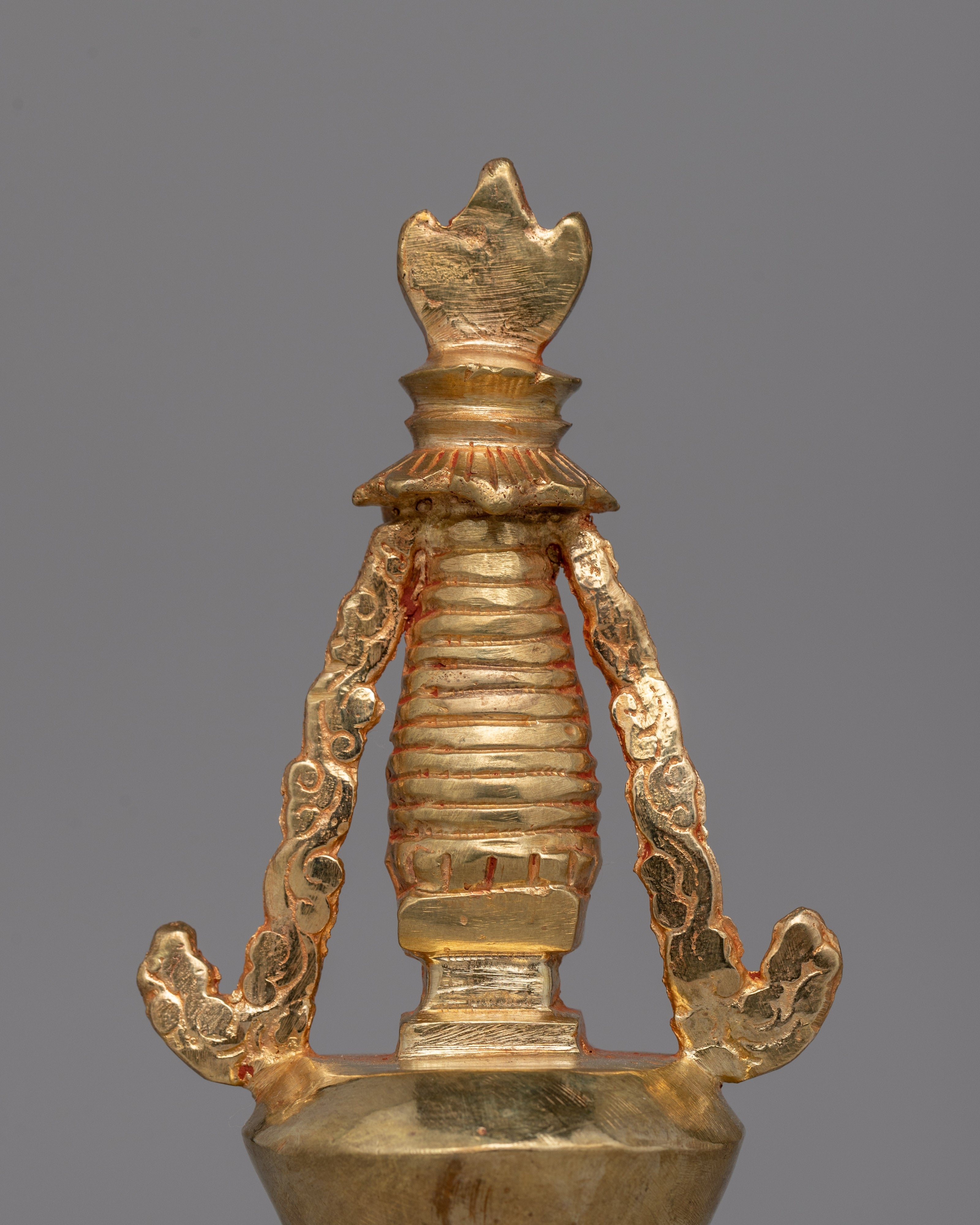 Gold-Plated Tibetan Stupa with Bronze Accents | Meditation and Spiritual Spaces