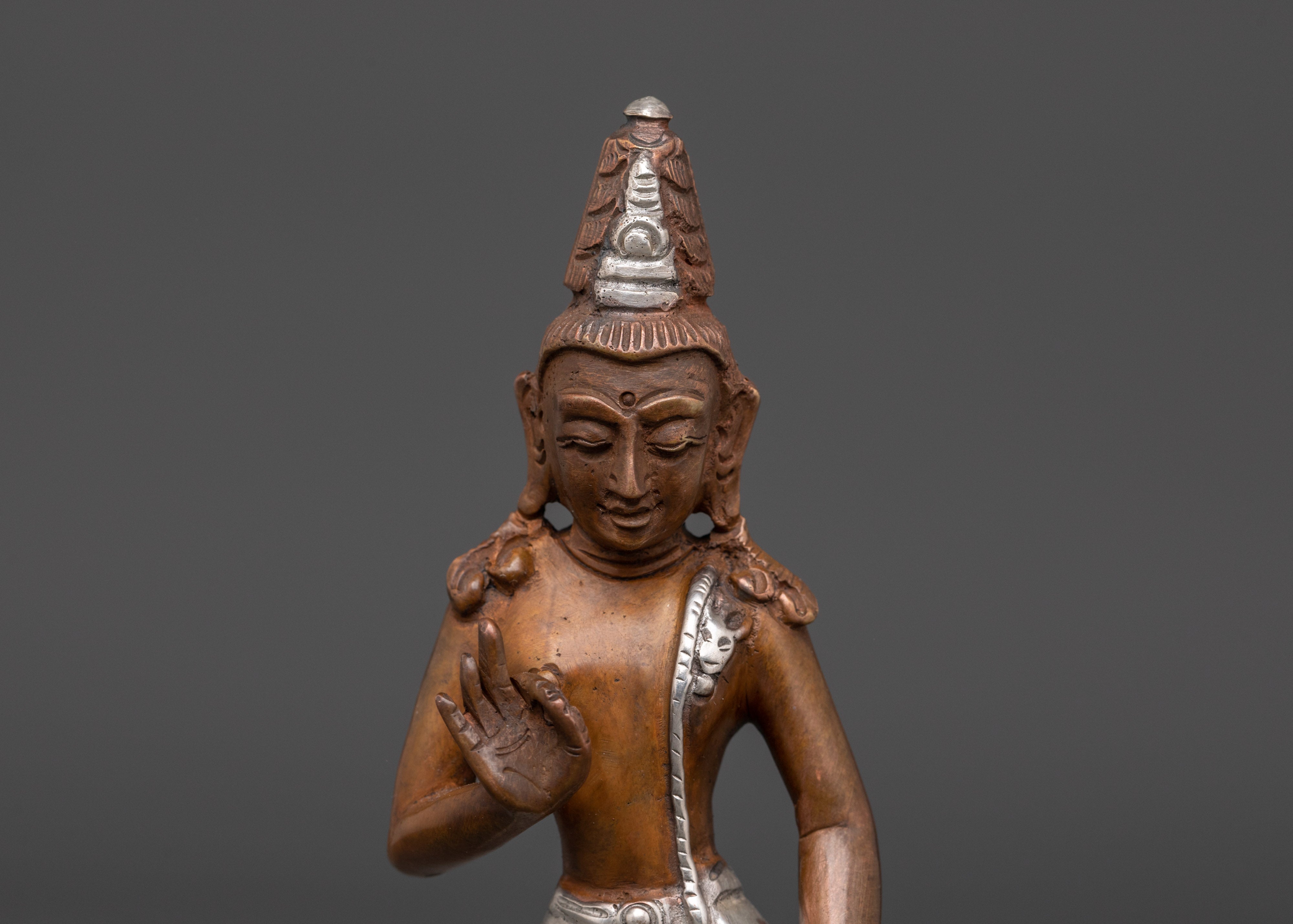 Lokeshwor Handmade statue | Silver Plated Buddhist Deity