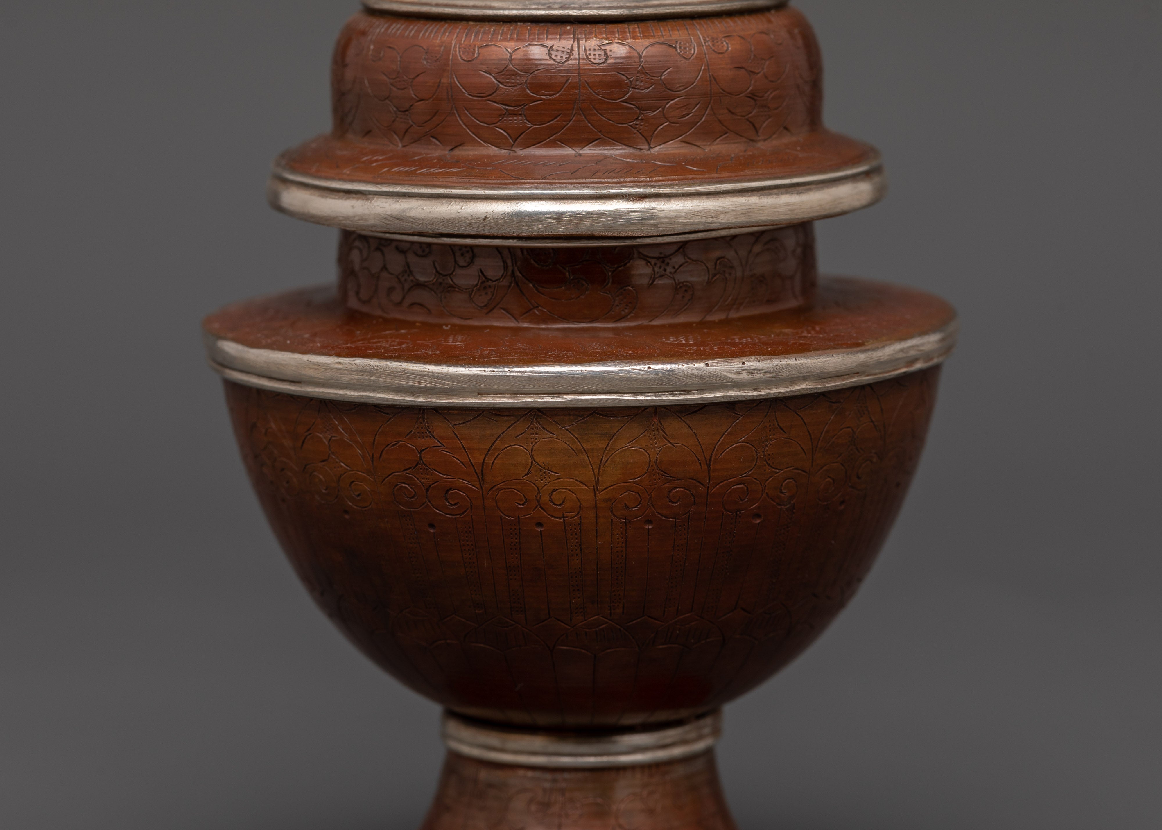 Tibetan Handmade Silver Plated Rice Pot | For Ritual and Ceremonies
