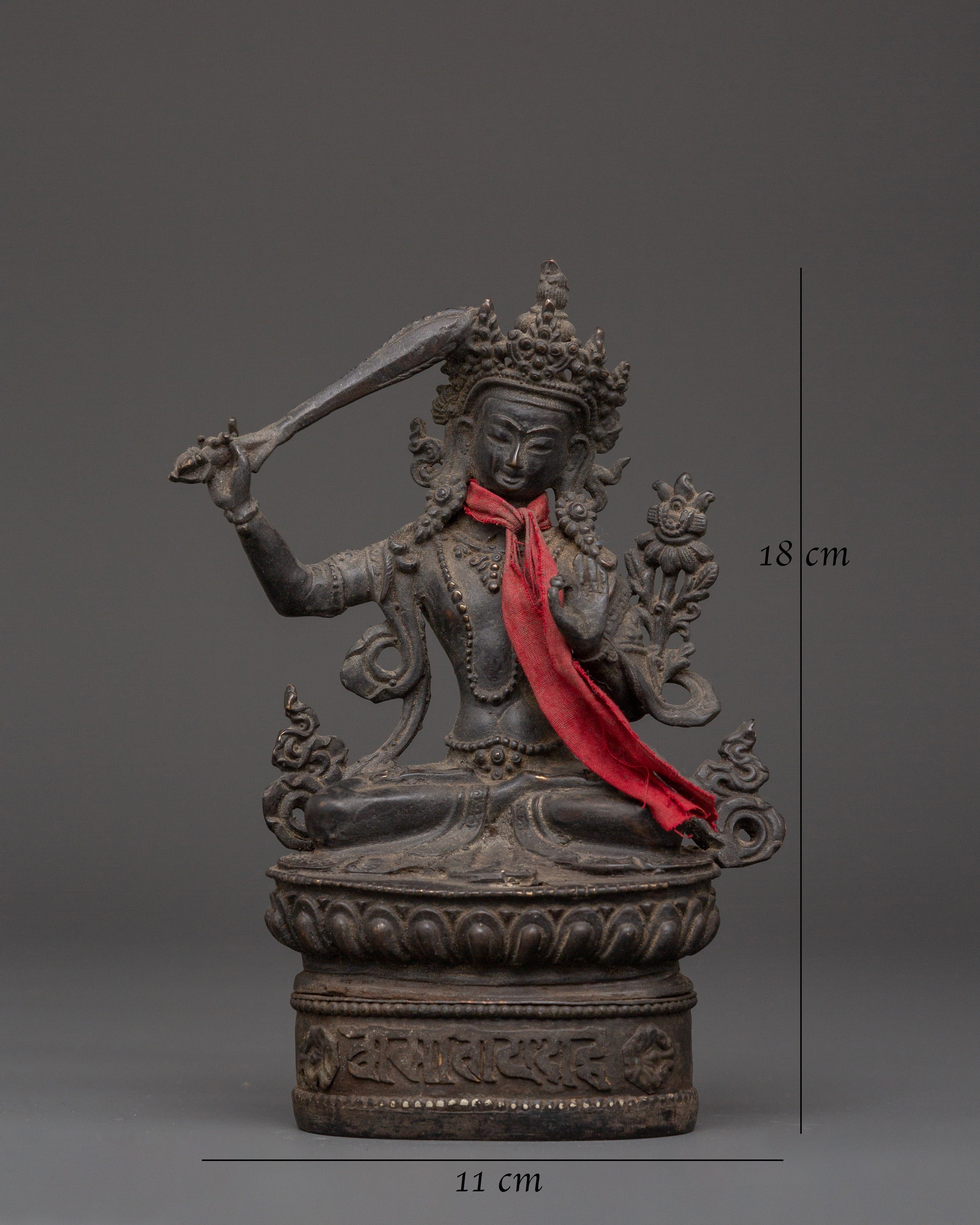 Handcrafted Manjushri Wisdom Bodhisattva Sculpture for Decor