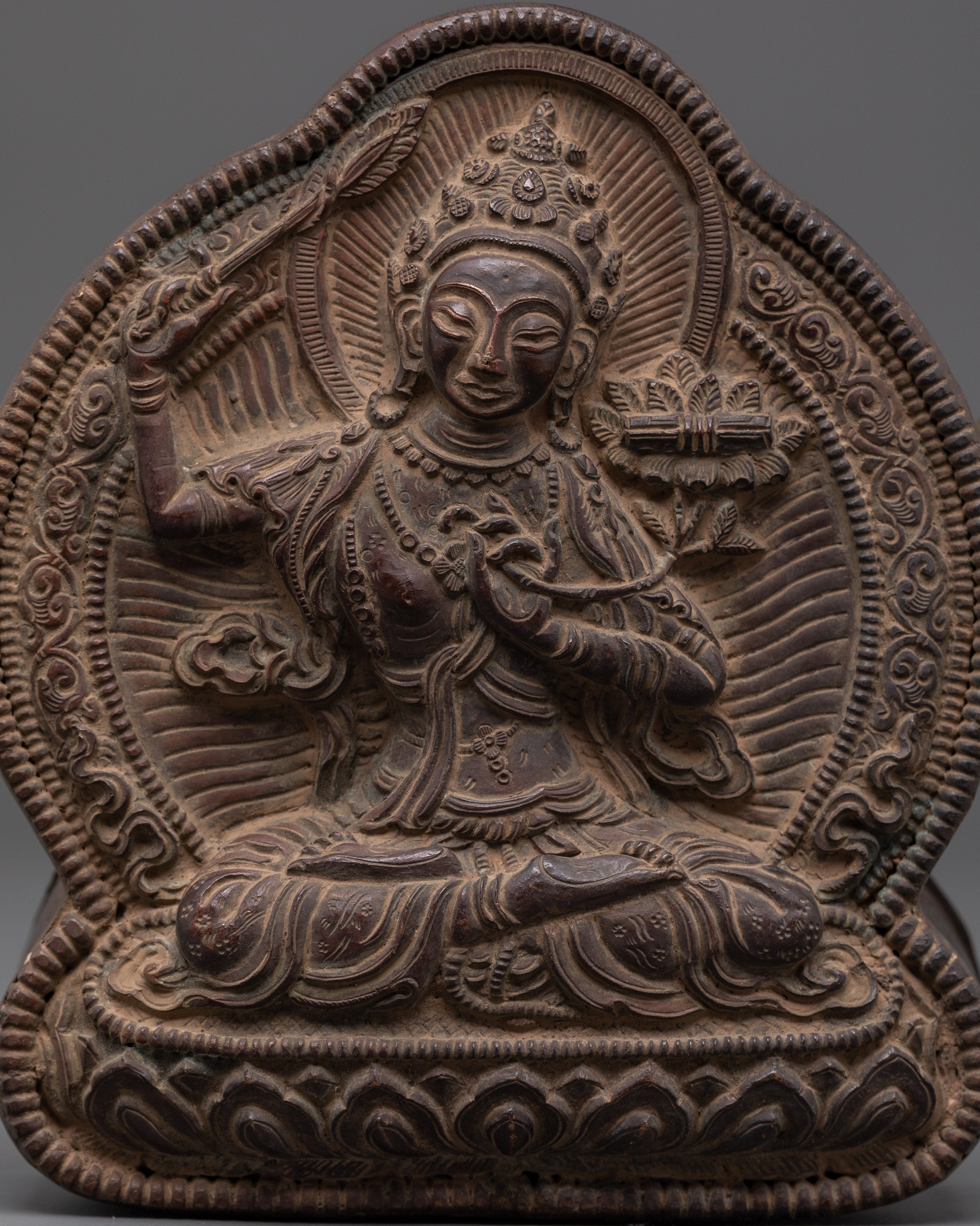 Wisdom Deity Prayer Ghau Box | Tibetan Copper Amulet Shrine