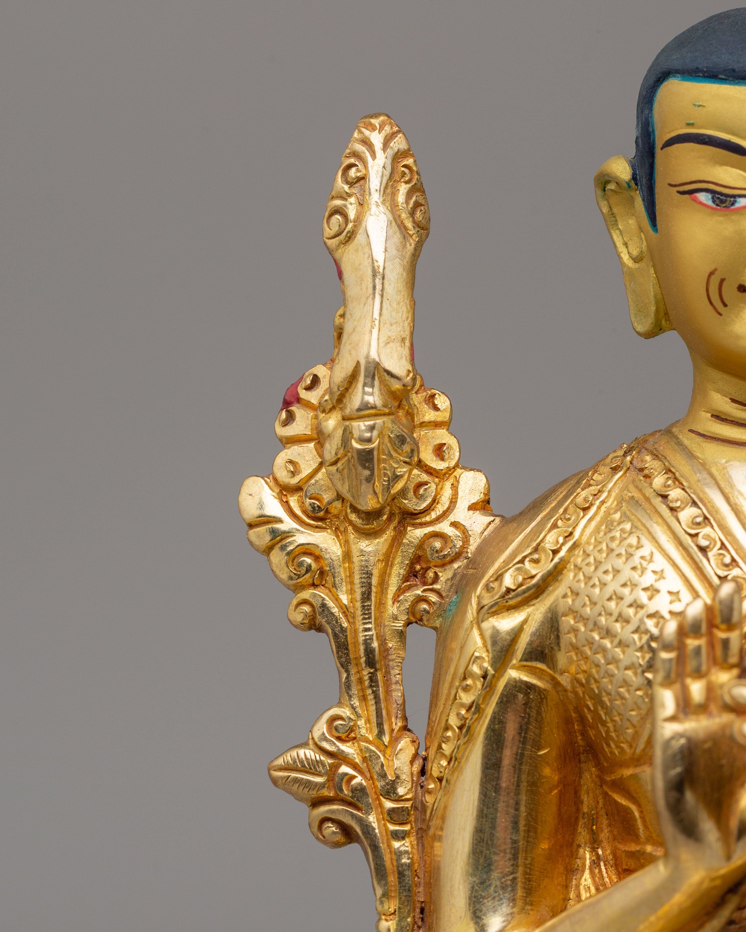 Buddhist Lama Tsongkhapa Set Statue | 24K Gold Plated Buddhist Sculpture