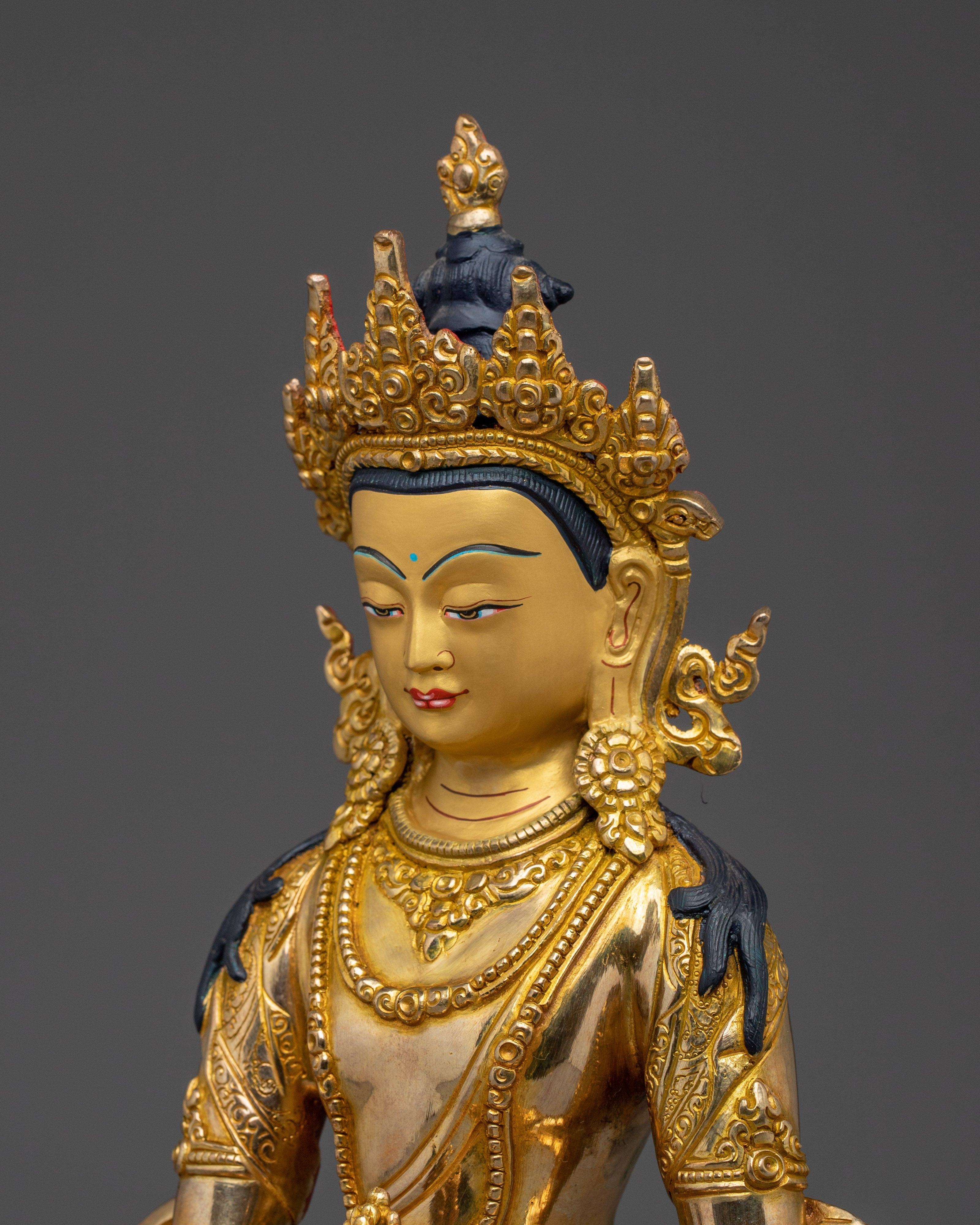 Buddhist Spiritual Icon Mitrugpa Statue | Golden Decor Artwork
