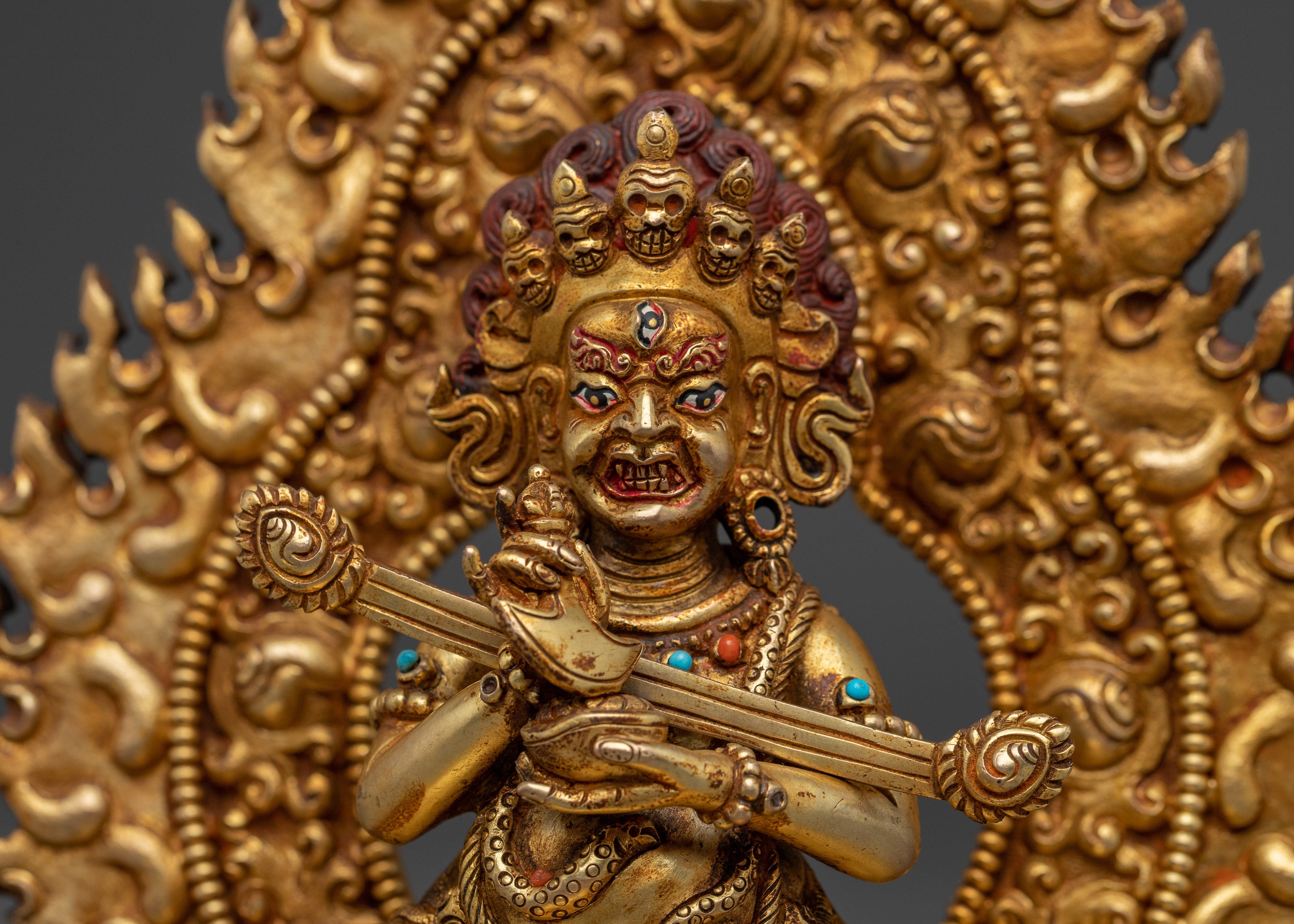 Golden Sakya Mahakala Statue | Guardian of the Dharma
