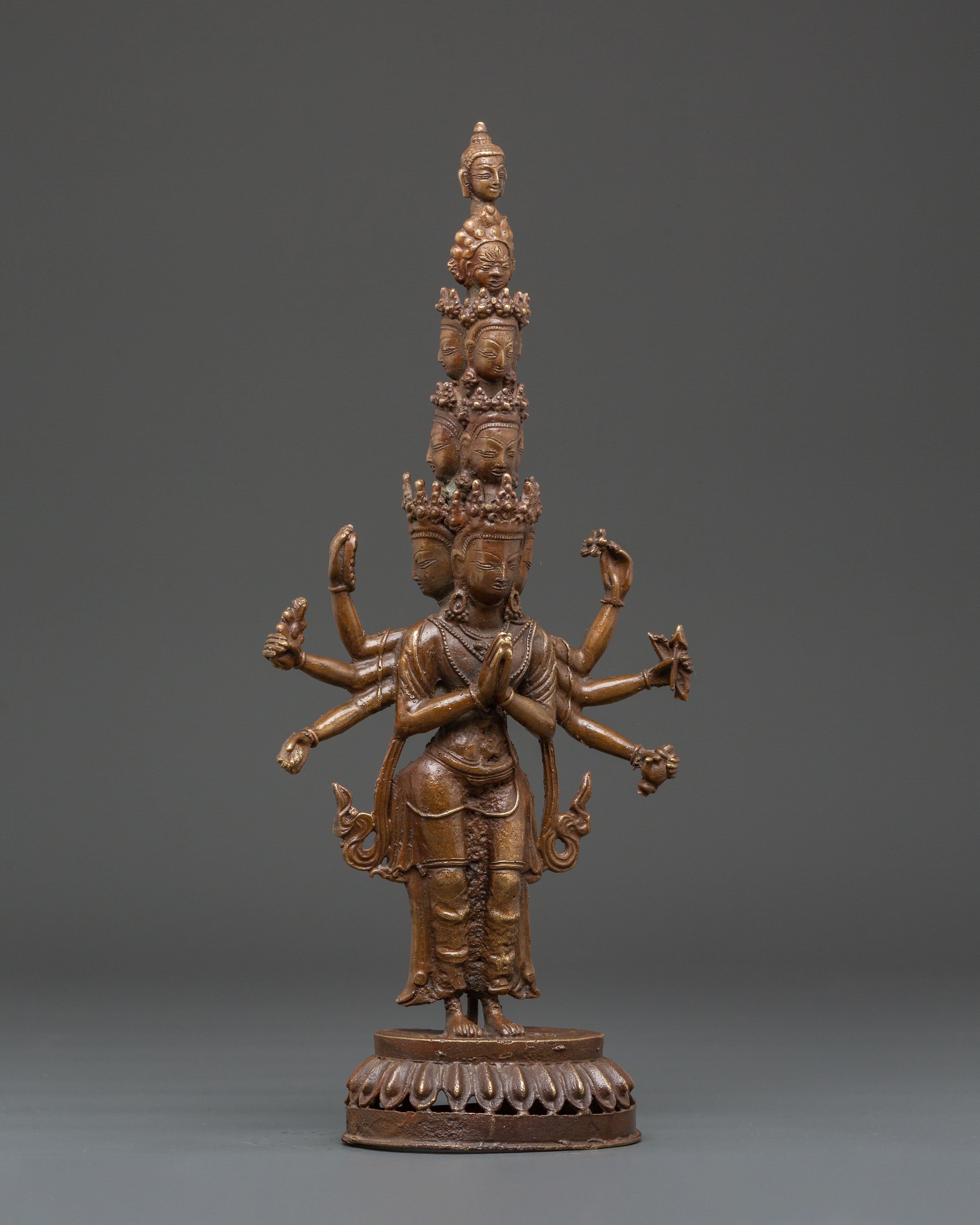 Eleven-Headed Avalokiteshvara Sculpture | Symbol of Mercy and Enlightenment