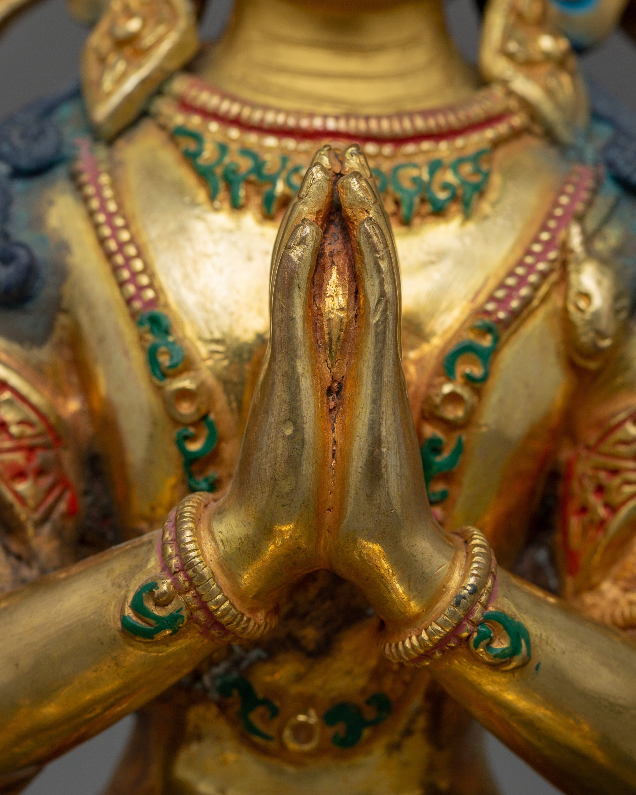 Four Armed Handcrafted Chenrezig Statue | Deity of Compassion