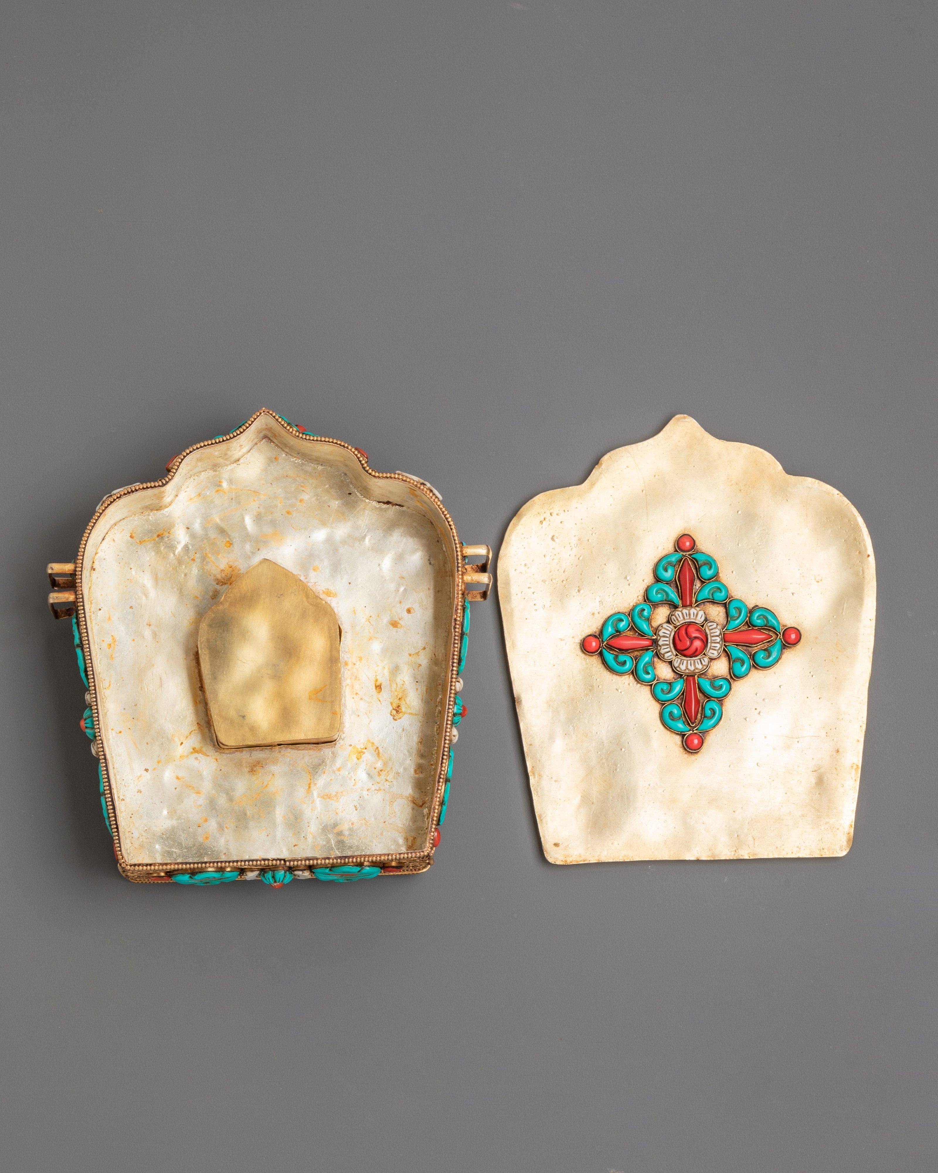 Ghau Box with Green Tara Figure | Sacred Tibetan Altar Decor