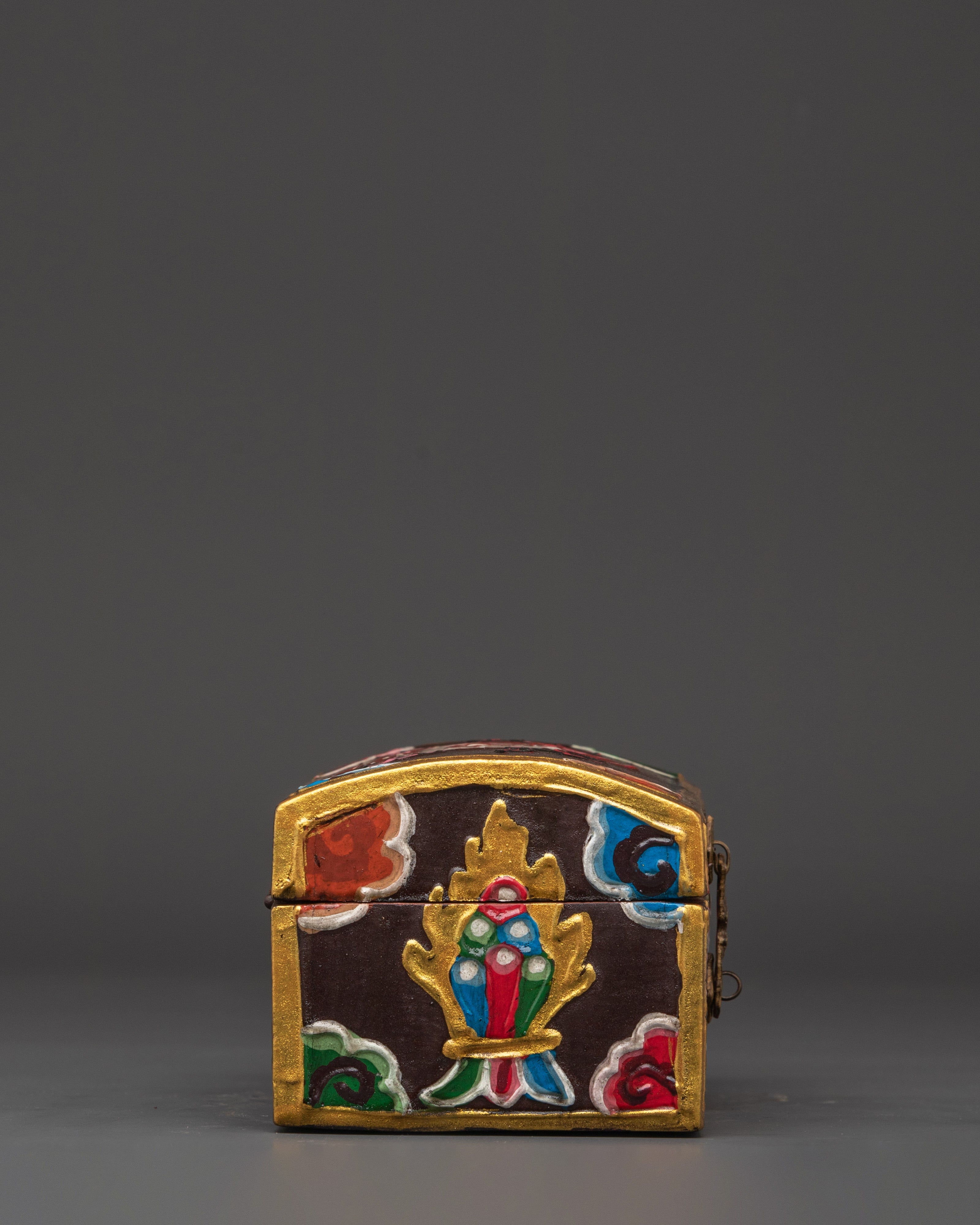 Tibetan Hand-Painted Wooden Box | Ritual & Jewelry Storage Chest