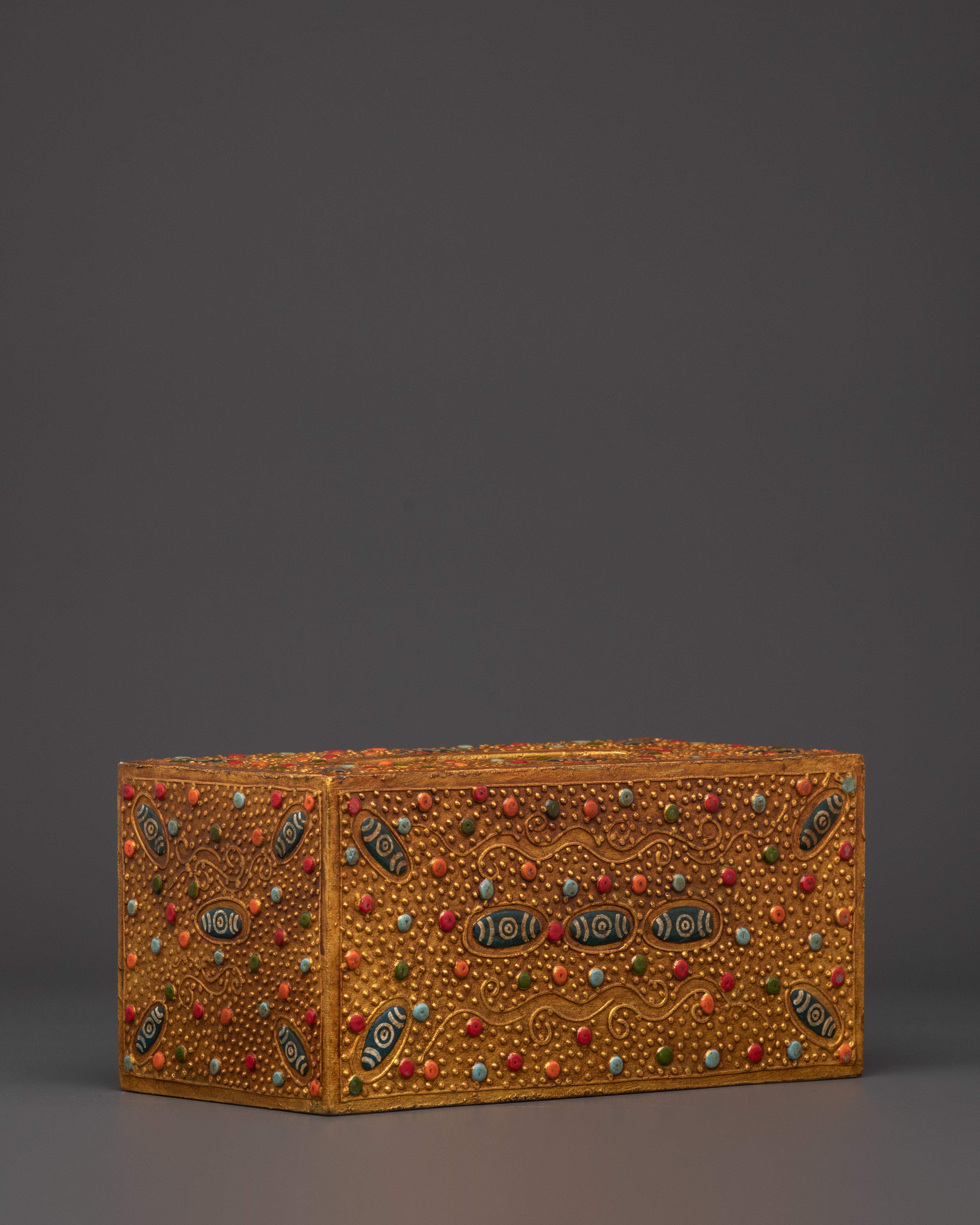 Hand Painted Tibetan Tissue Box | Colorful Wood Box with Acrylic Detailing