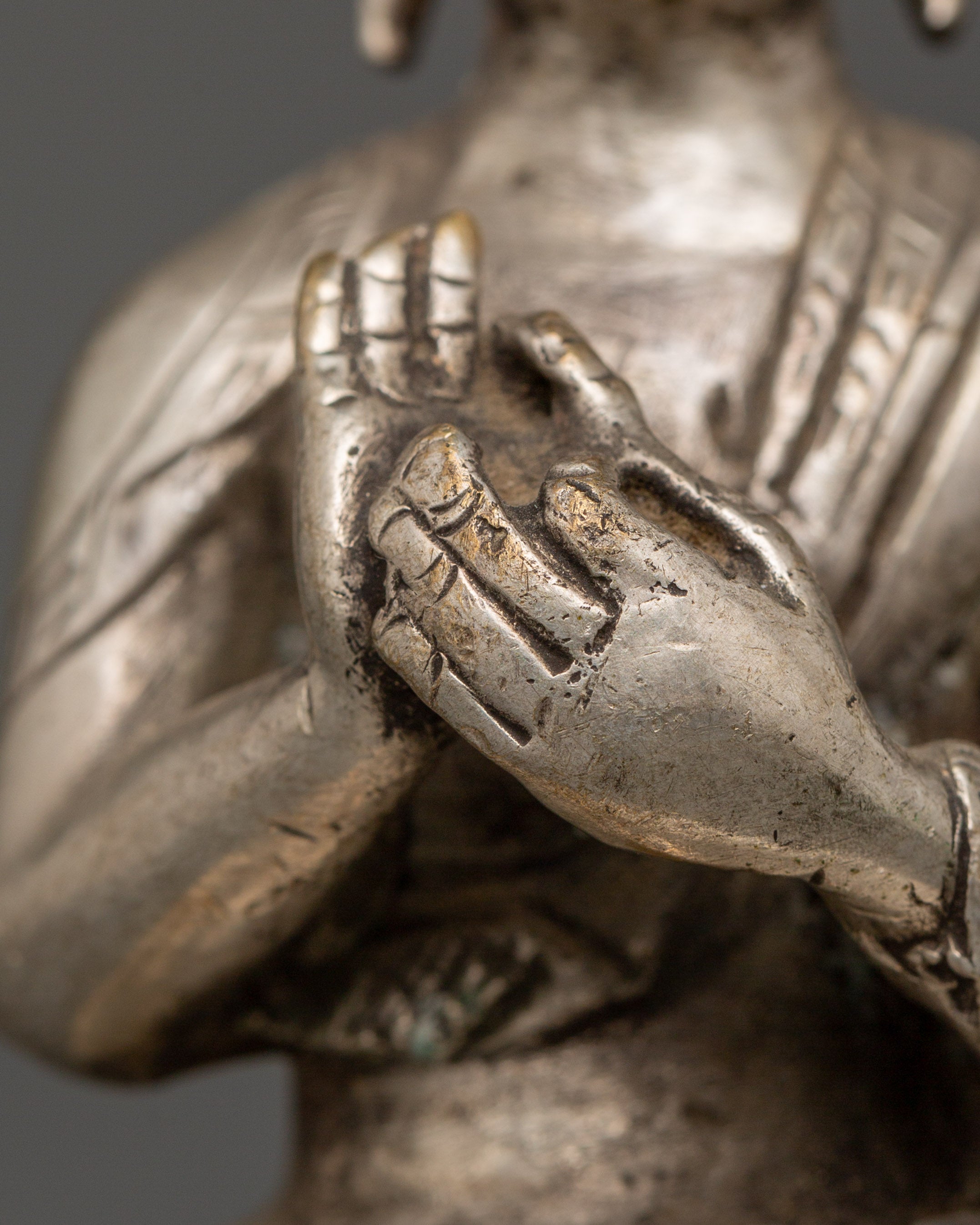 Handcrafted Tibetan Dharma Chakra Mudra Vairocana Buddha | Cosmic Buddha of Wisdom