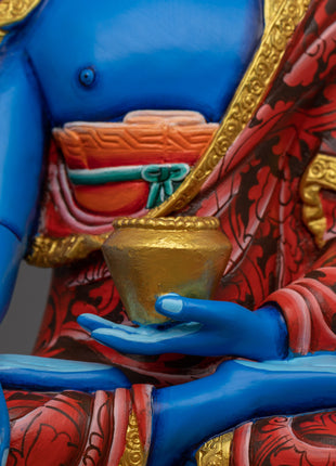 Handcrafted Blue Shakyamuni Buddha | Sacred Tibetan Buddha Sculpture