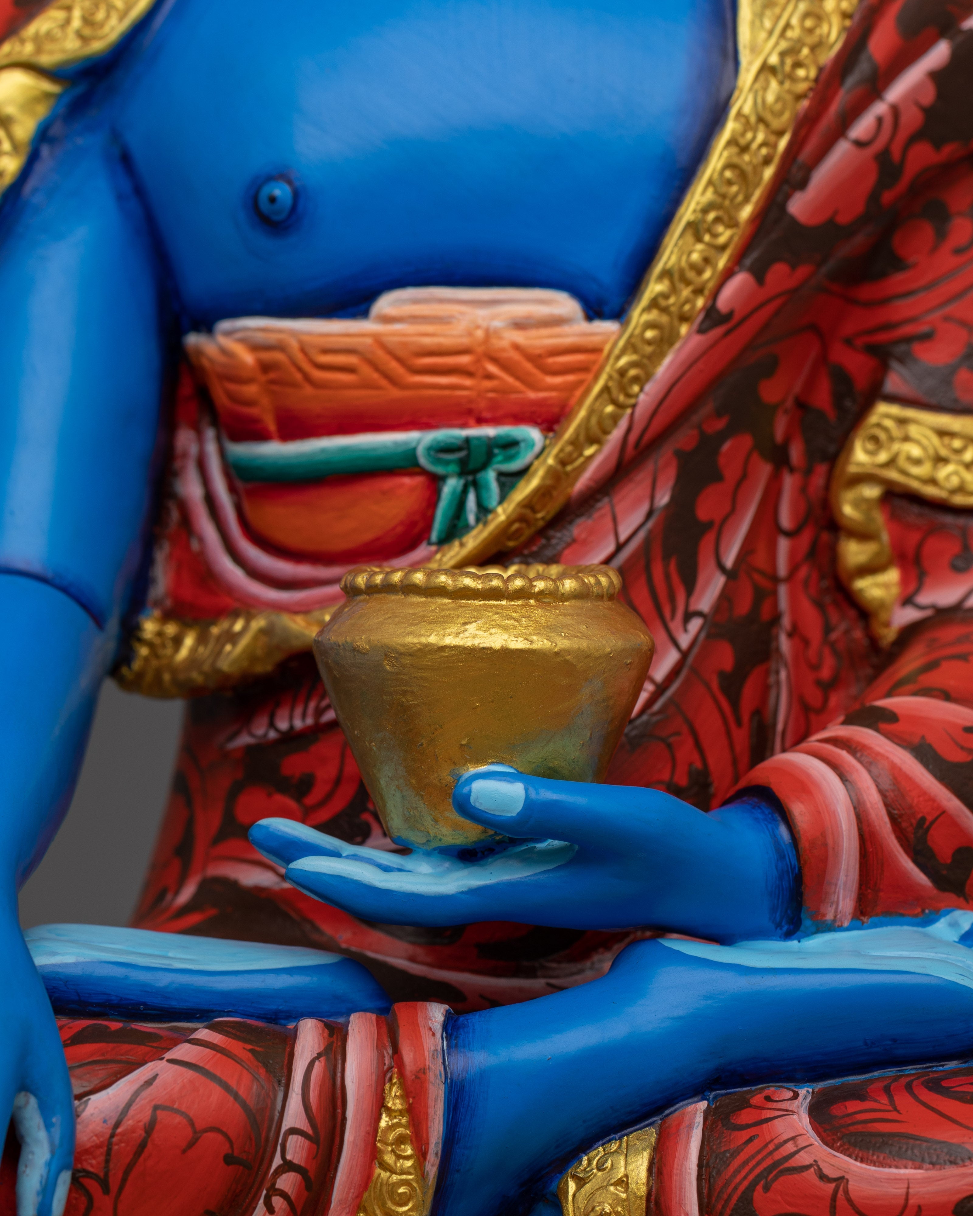 Handcrafted Blue Shakyamuni Buddha | Sacred Tibetan Buddha Sculpture