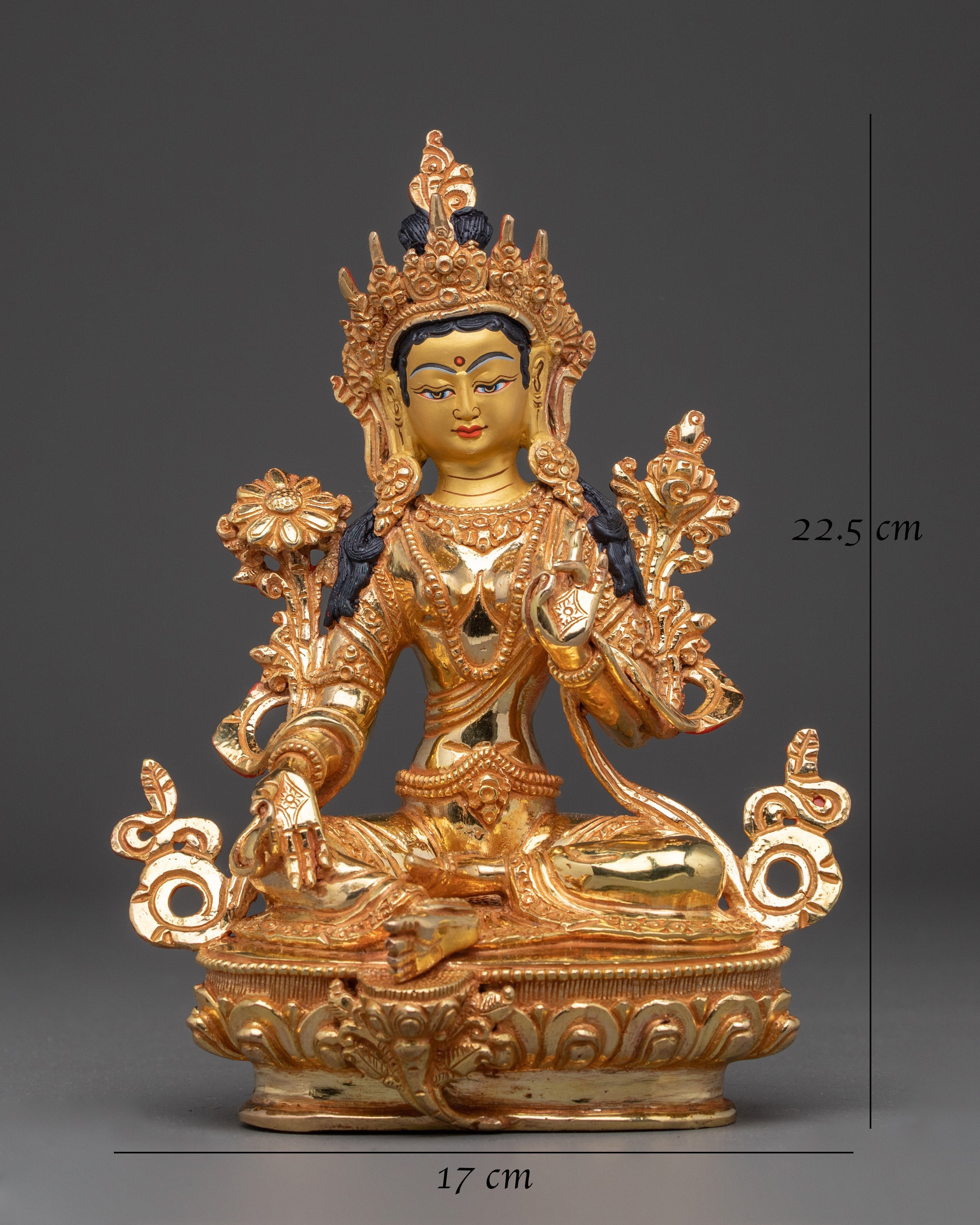 Handmade Enlightened Green Tara Statue | Tibetan Compassionate Deity