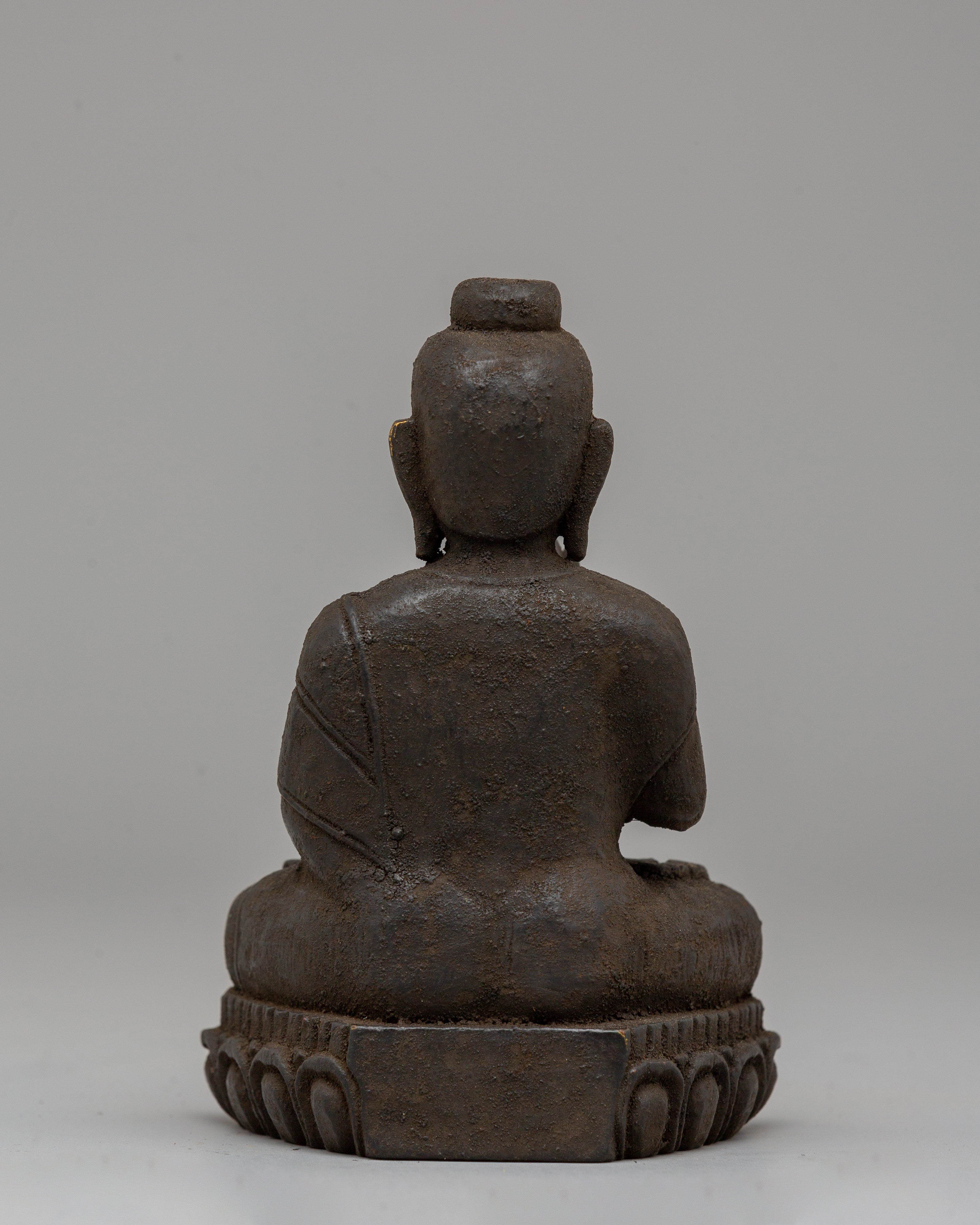 The Statue of Amogasiddhi Buddha | Handcrafted Wooden Buddha Sculpture