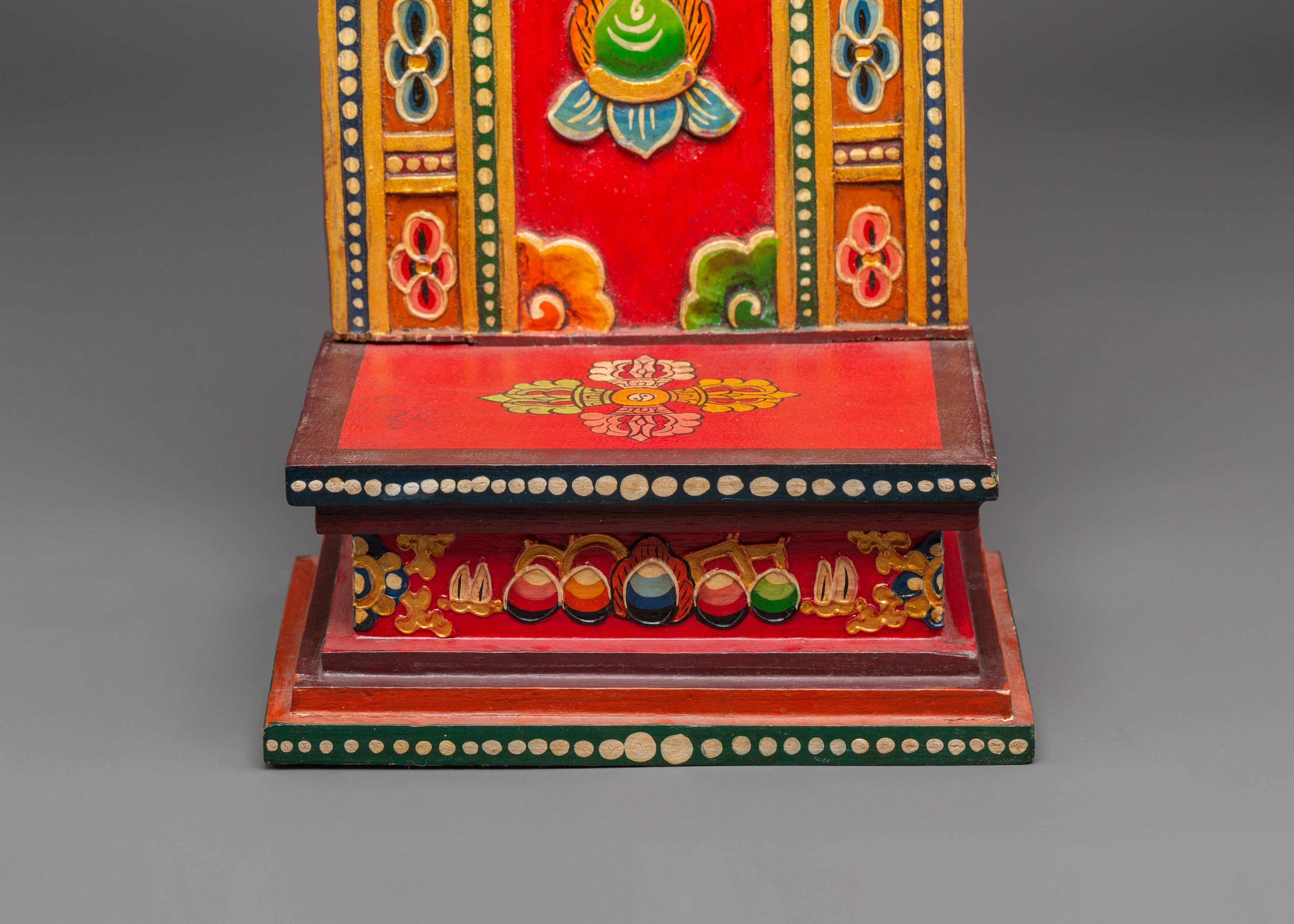 Handcrafted Wooden Throne for Statue | Tibetan Buddhist Altar Seat